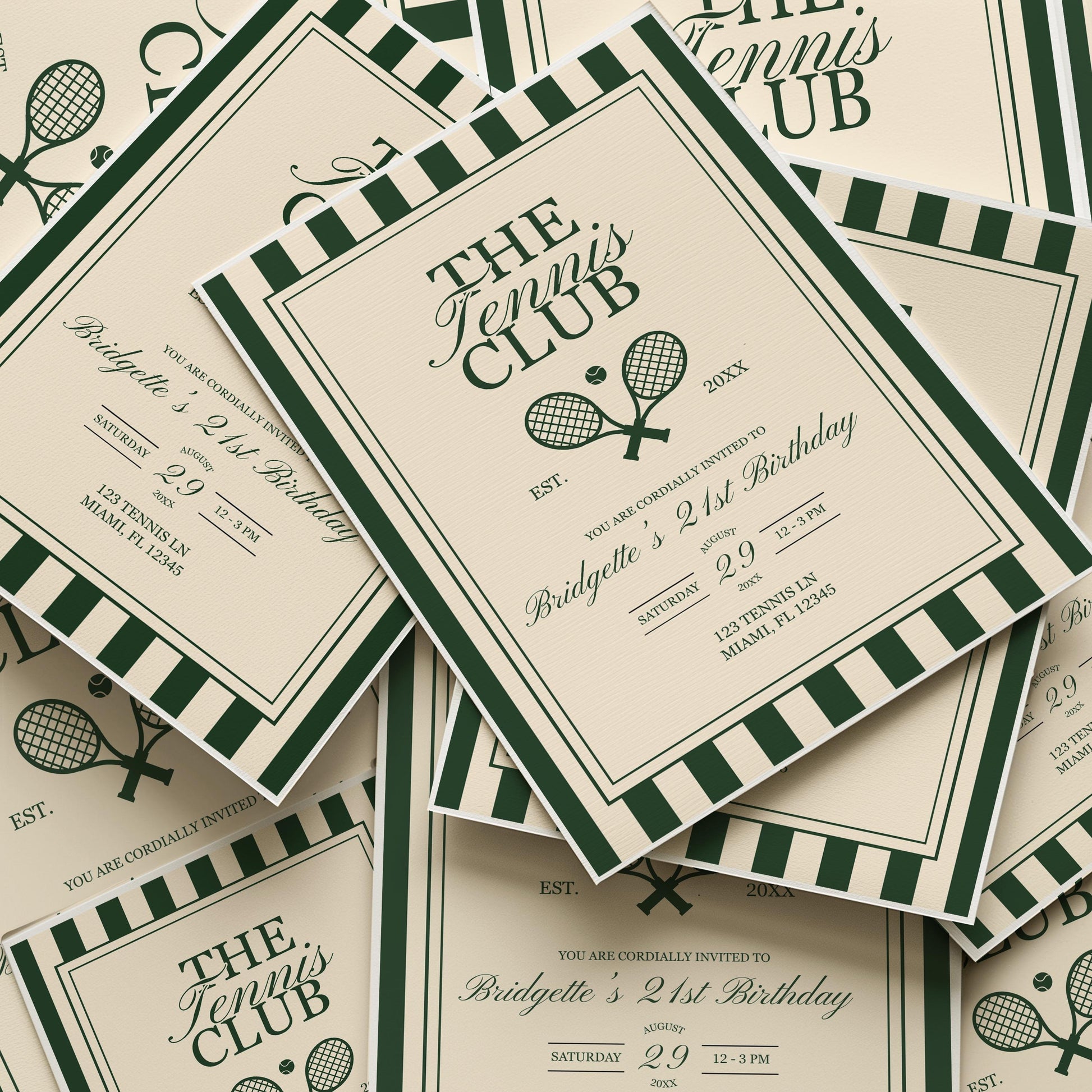 Tennis Birthday Invitation Template Editable Tennis Club Digital Template Country Club Theme Vintage Tennis Birthday Party Invite Old Money