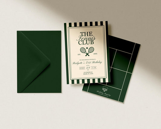 Tennis Birthday Invitation Template Editable Tennis Club Digital Template Country Club Theme Vintage Tennis Birthday Party Invite Old Money