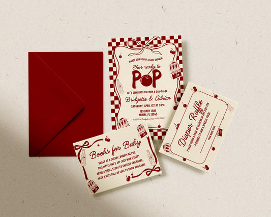 Ready to Pop Baby Shower Invitation Template: 50s Style Vintage Cola Theme (Canva Template)