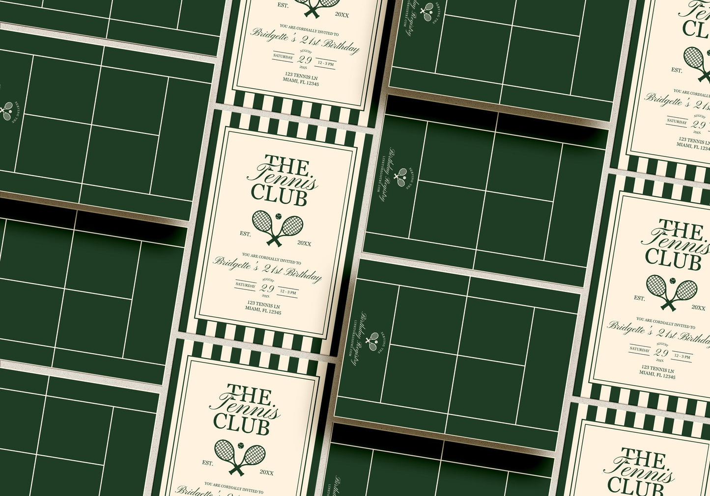 Tennis Country Club Party Template Bundle Editable Old Money Tennis Bridal Shower Invitation Country Club Welcome Sign Tennis Menu Design