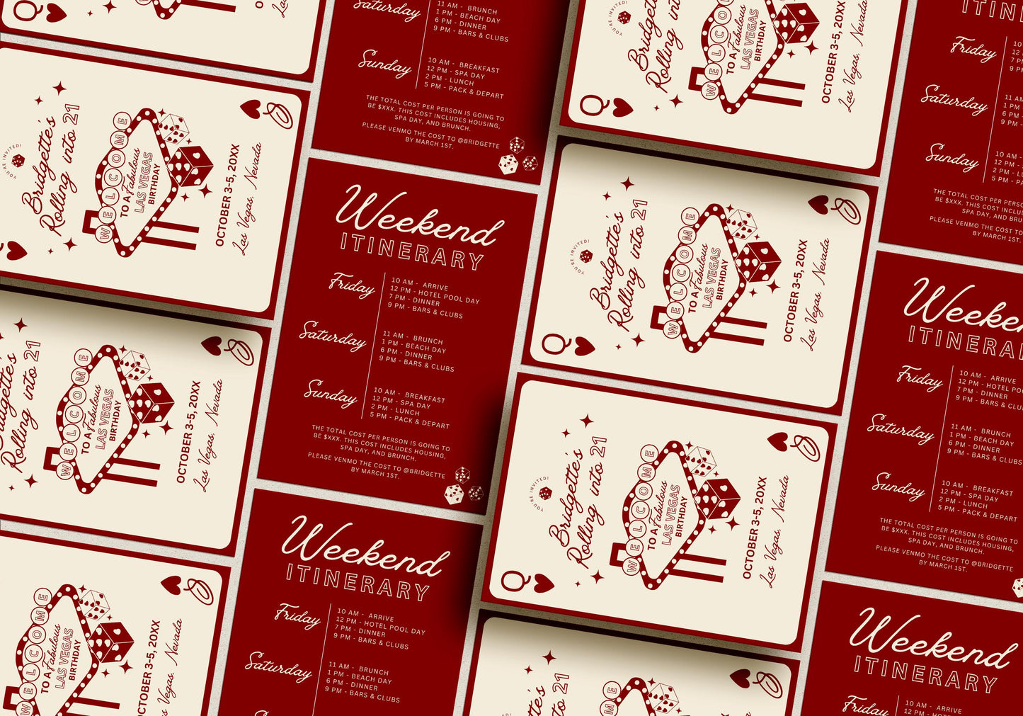 Vegas Birthday Invitation Template: Lucky in Life Casino Theme (Digital Download, Canva Template)