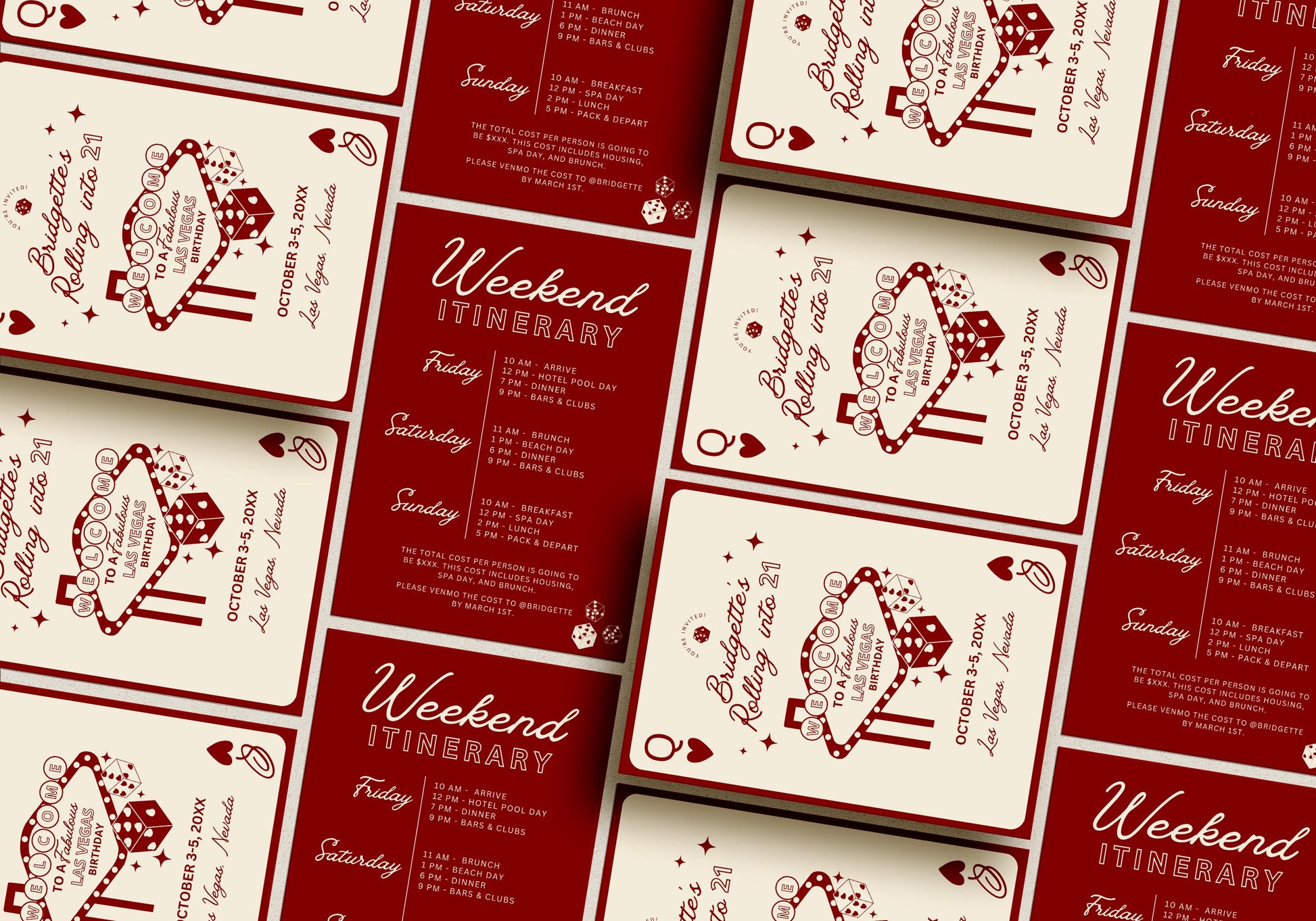 Vegas Birthday Invitation Template: Lucky in Life Casino Theme (Digital Download, Canva Template)