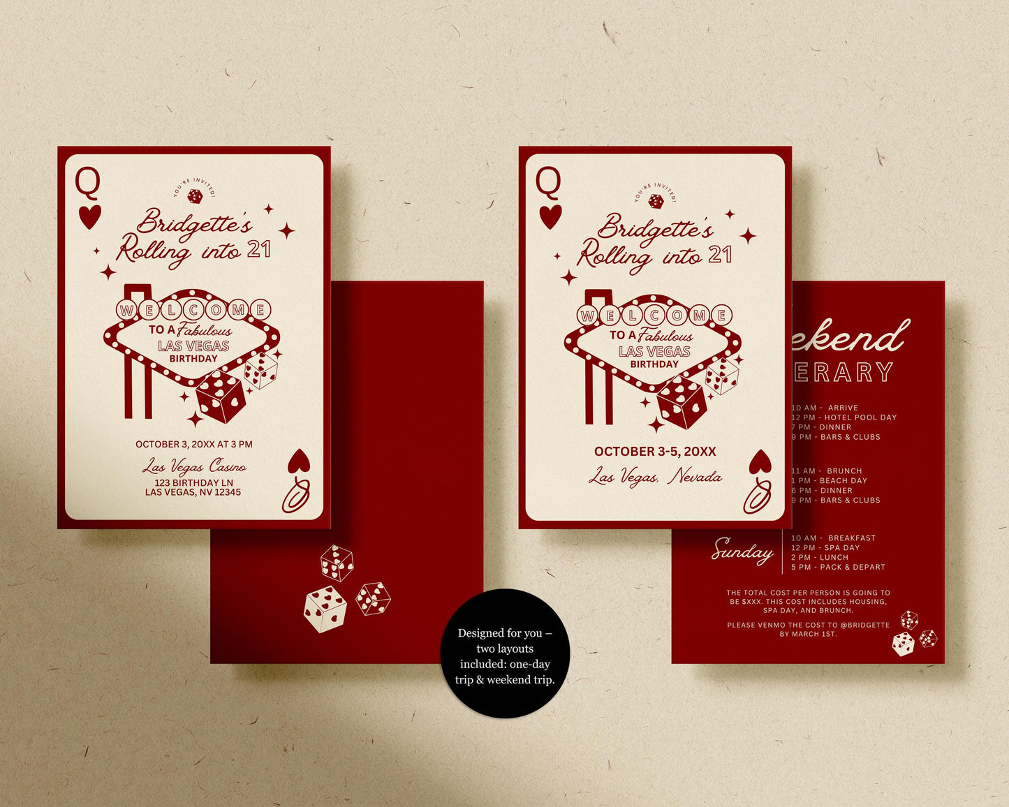Vegas Birthday Invitation Template: Lucky in Life Casino Theme (Digital Download, Canva Template)