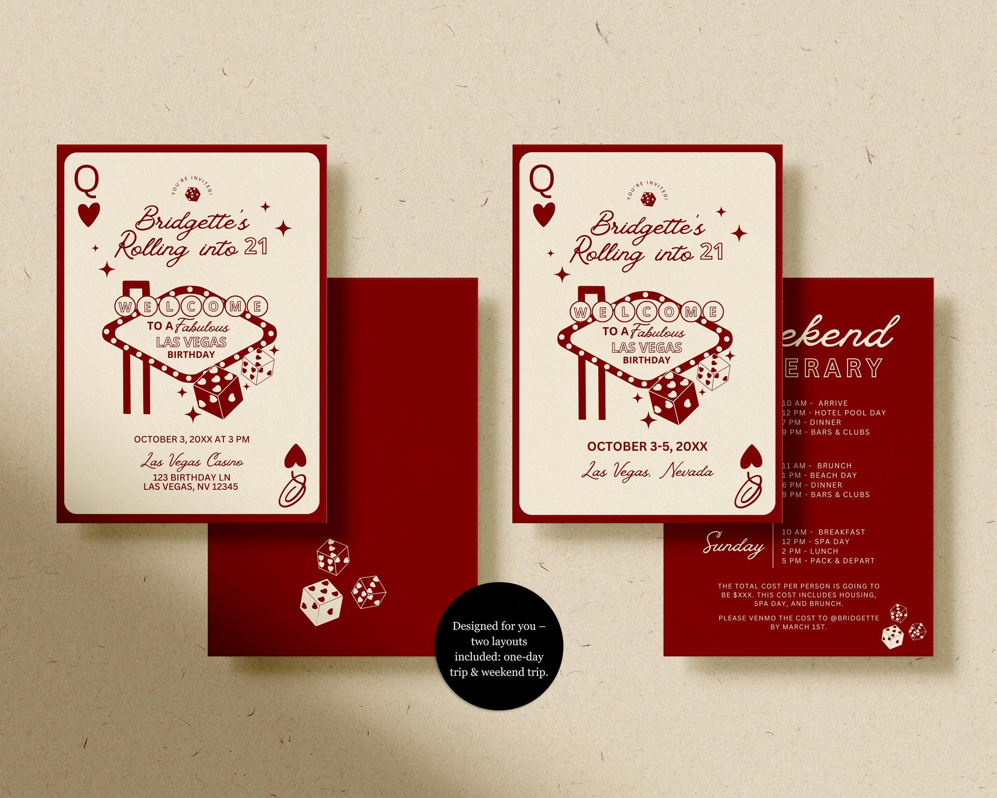Vegas Birthday Invitation Template: Lucky in Life Casino Theme (Digital Download, Canva Template)