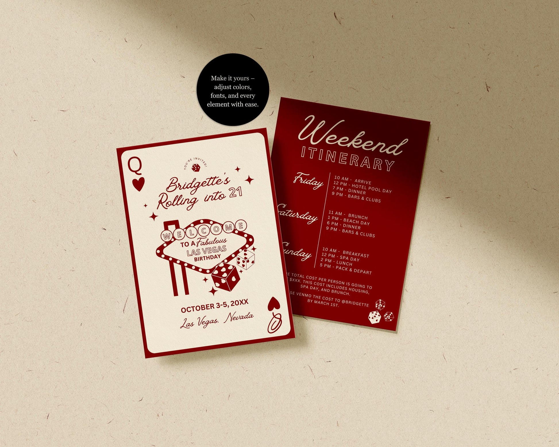 Vegas Birthday Invitation Template: Lucky in Life Casino Theme (Digital Download, Canva Template)