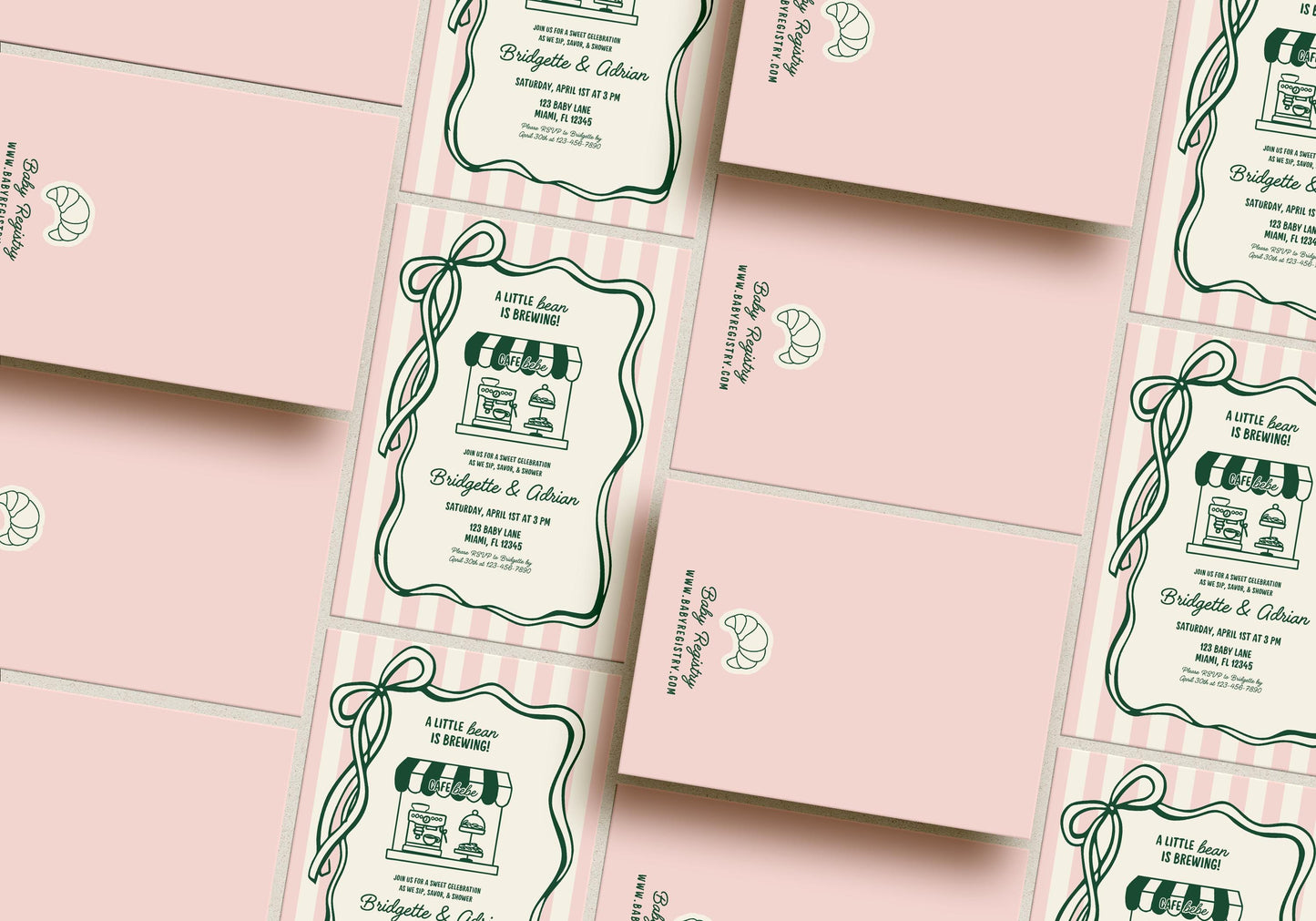 Cafe Bebe Baby Shower Invite Template Baby is Brewing Baby Shower Coffee Baby Shower Hand Drawn Coffee Shop Invitation Editable Template