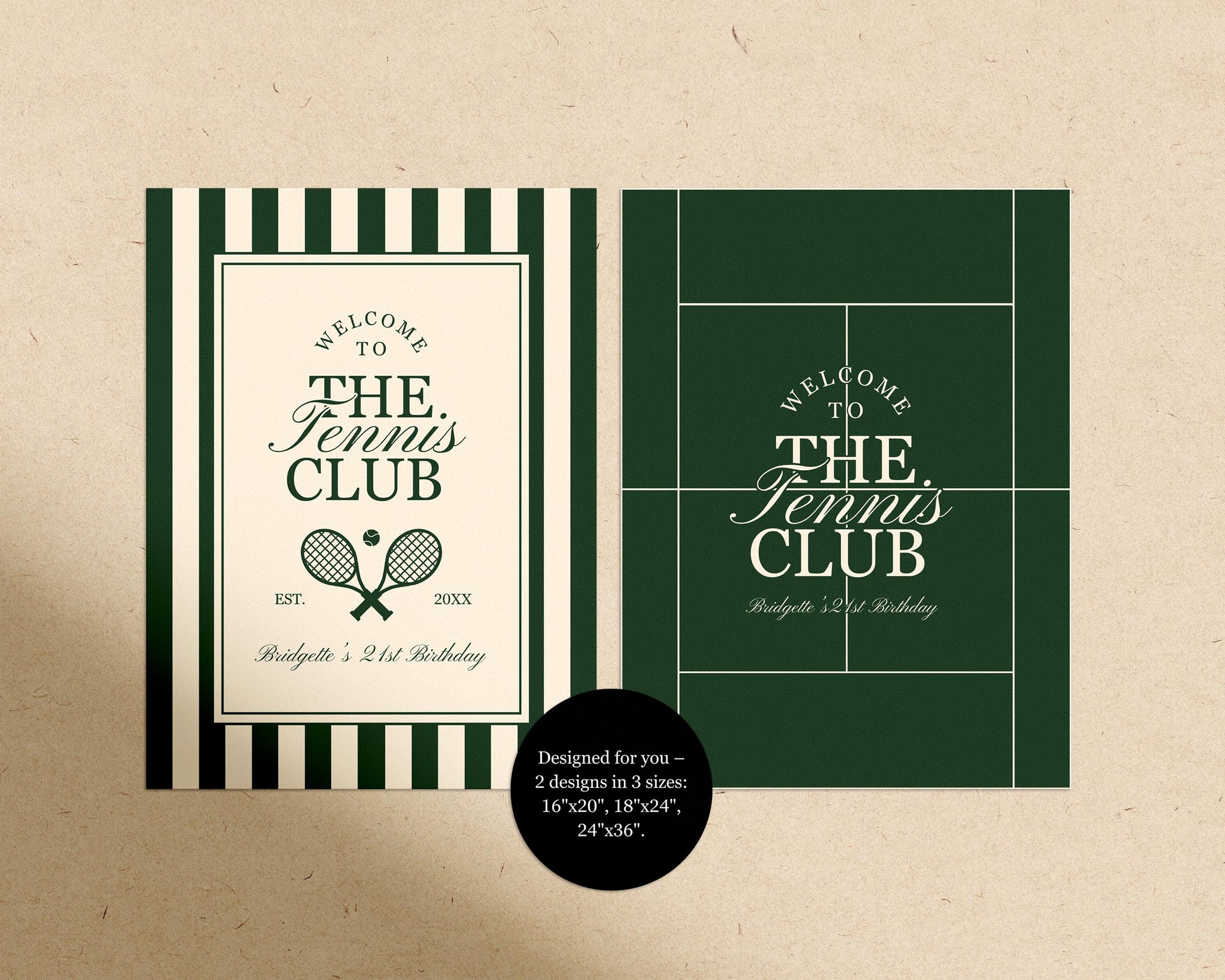 Country Club Tennis Party Template Bundle Editable Old Money Tennis Bridal Shower Invitation Country Club Welcome Sign Tennis Menu Design