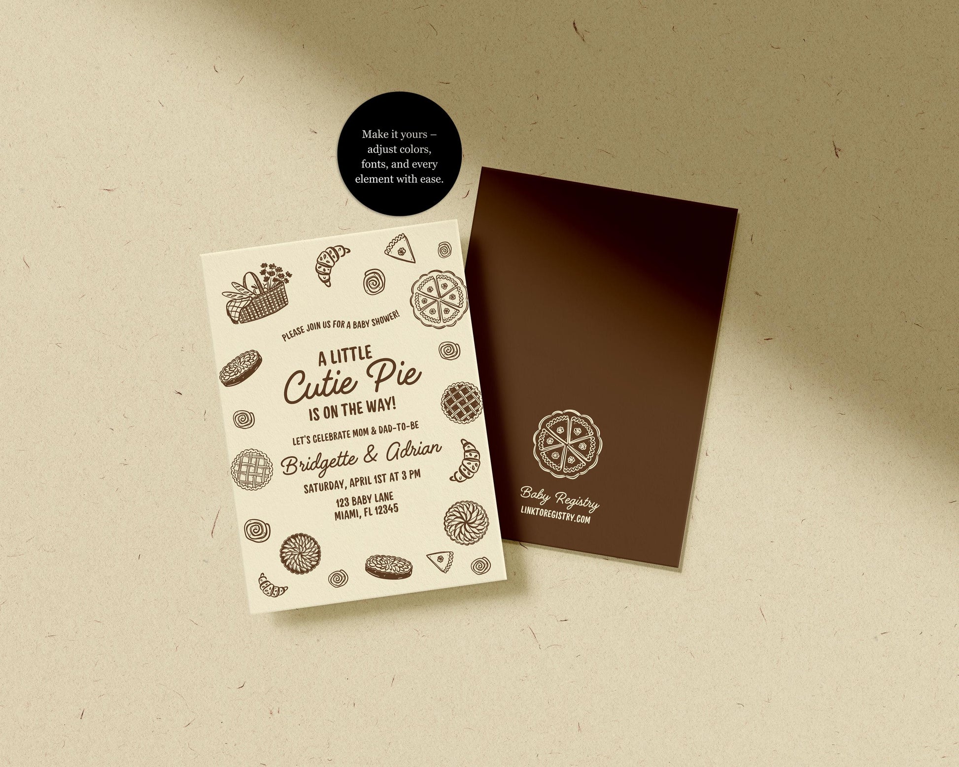 A Little Cutie Pie Is on the Way Baby Shower Invitation Suite: Fall Cutie Pie Baby Shower Theme (Canva Templates)