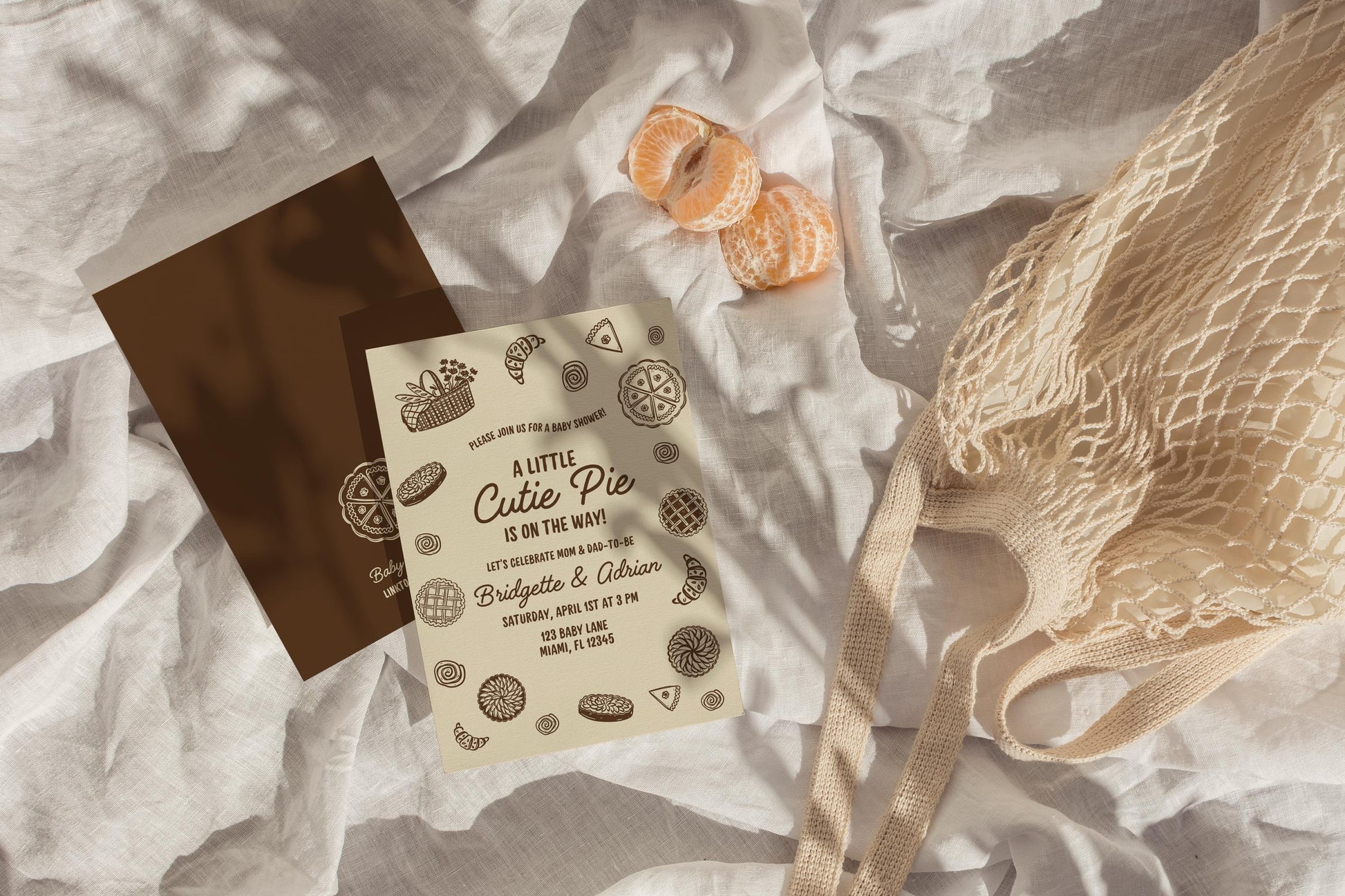 A Little Cutie Pie Is on the Way Baby Shower Invitation Suite: Fall Cutie Pie Baby Shower Theme (Canva Templates)
