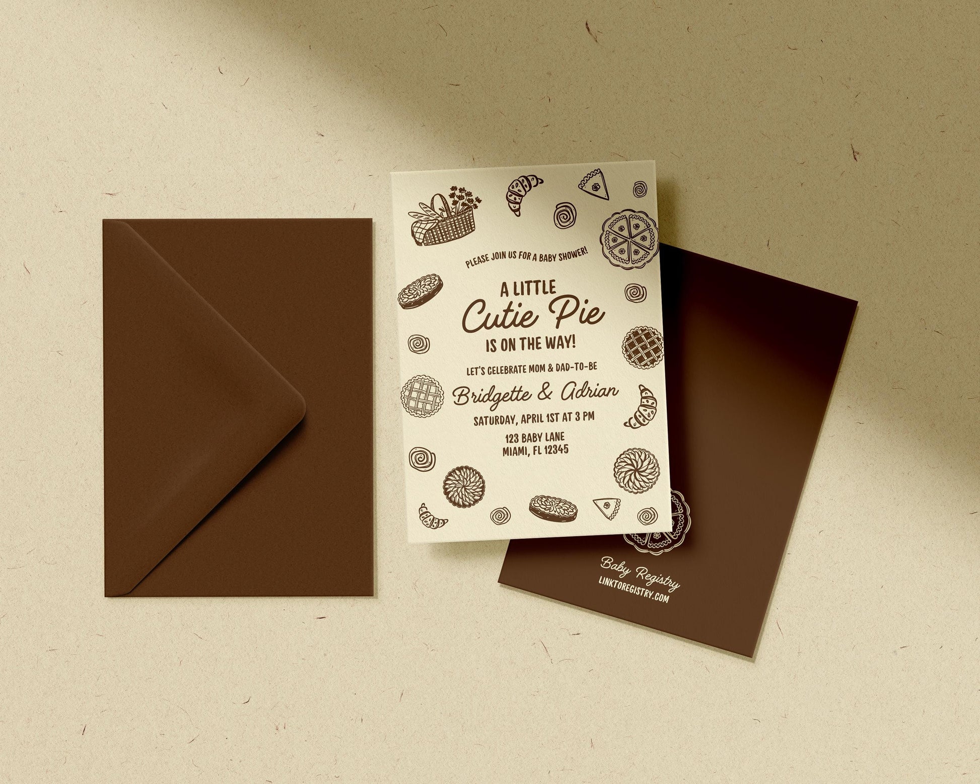 A Little Cutie Pie Is on the Way Baby Shower Invitation Suite: Fall Cutie Pie Baby Shower Theme (Canva Templates)
