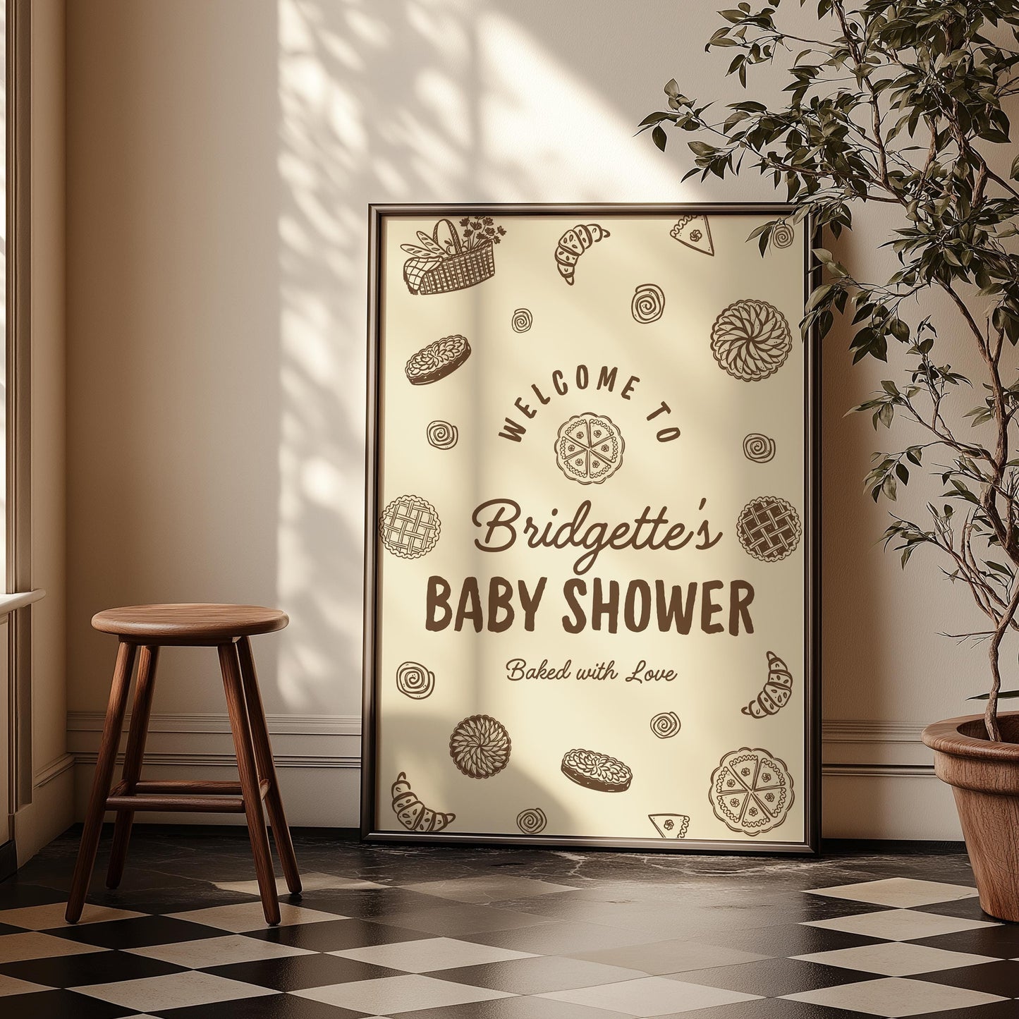 A Little Cutie Pie Is on the Way Baby Shower Welcome Sign: Fall Cutie Pie Baby Shower Theme (Canva Templates)