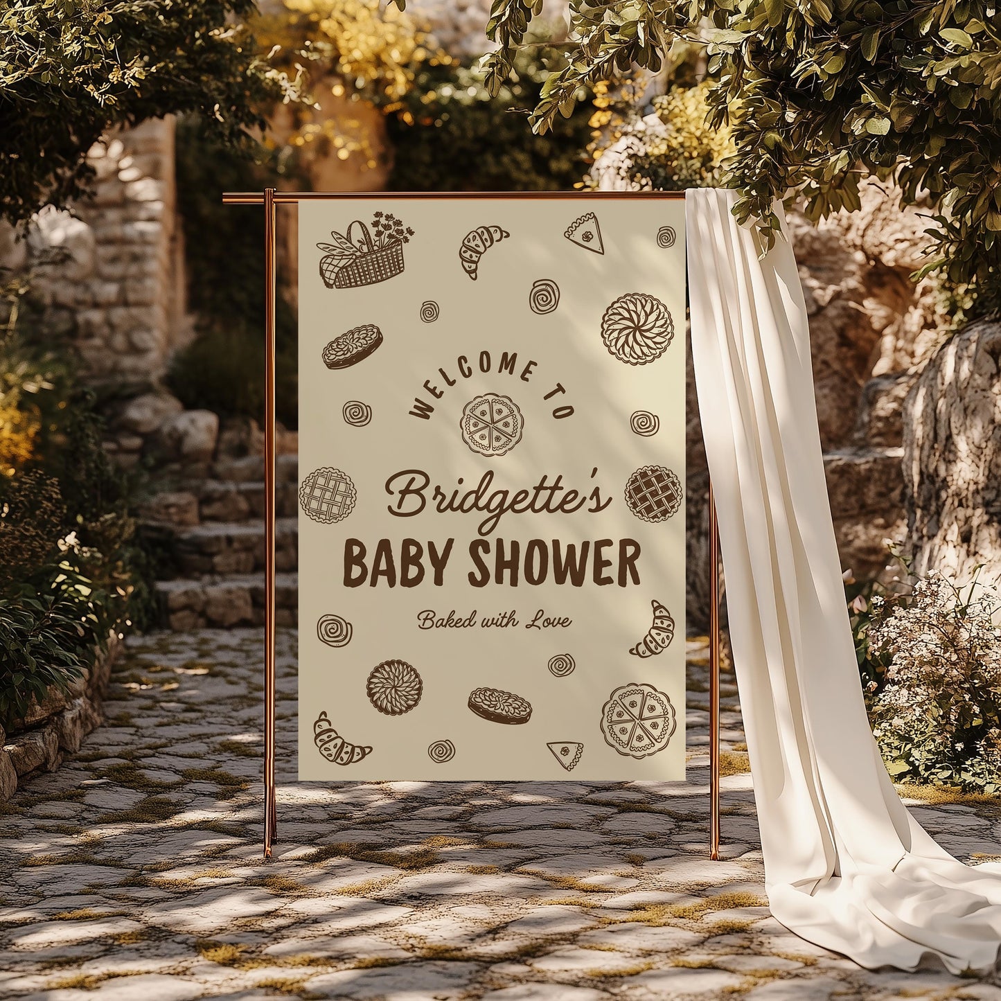 A Little Cutie Pie Is on the Way Baby Shower Welcome Sign: Fall Cutie Pie Baby Shower Theme (Canva Templates)