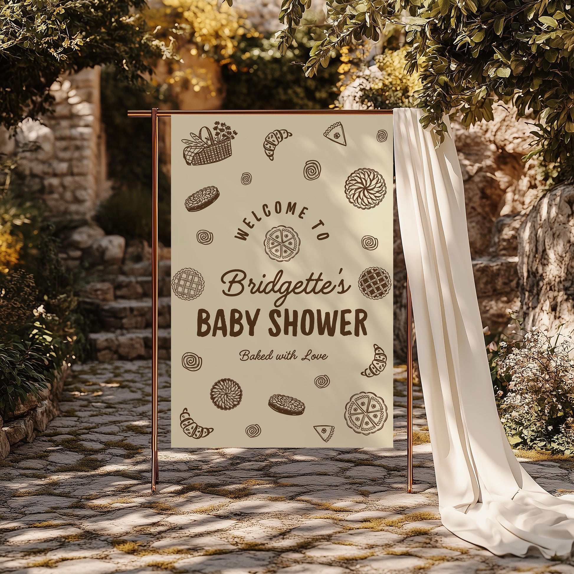 A Little Cutie Pie Is on the Way Baby Shower Welcome Sign: Fall Cutie Pie Baby Shower Theme (Canva Templates)