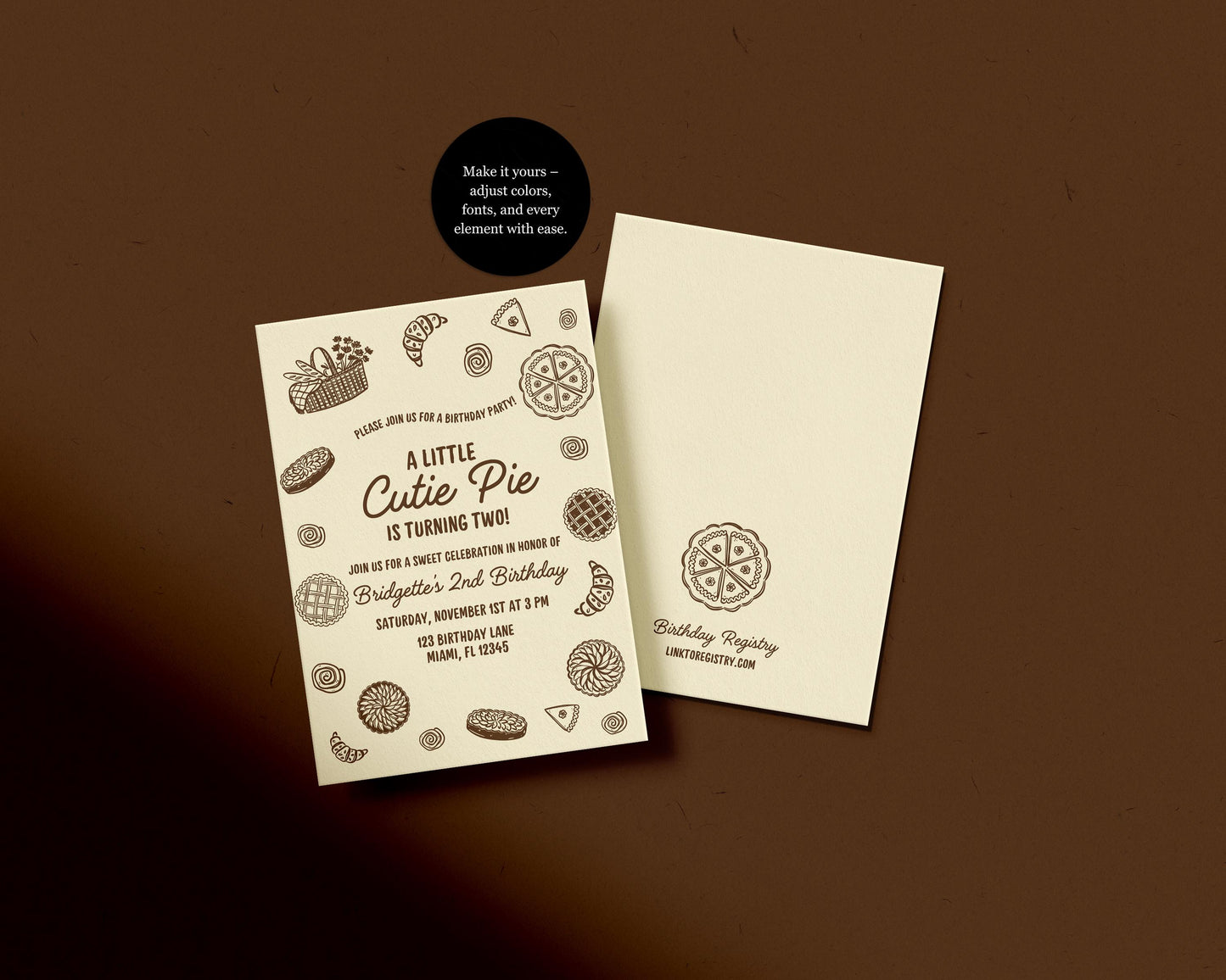 A Little Cutie Pie Is Turning One Birthday Invitation: Fall Cutie Pie Any Age Birthday Theme (Canva Template)