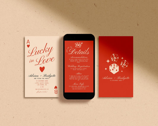 Lucky in Love Wedding Digital Invitation Las Vegas Wedding Playing Cards Wedding Mobile Invitation Template Vintage Wedding Stationery