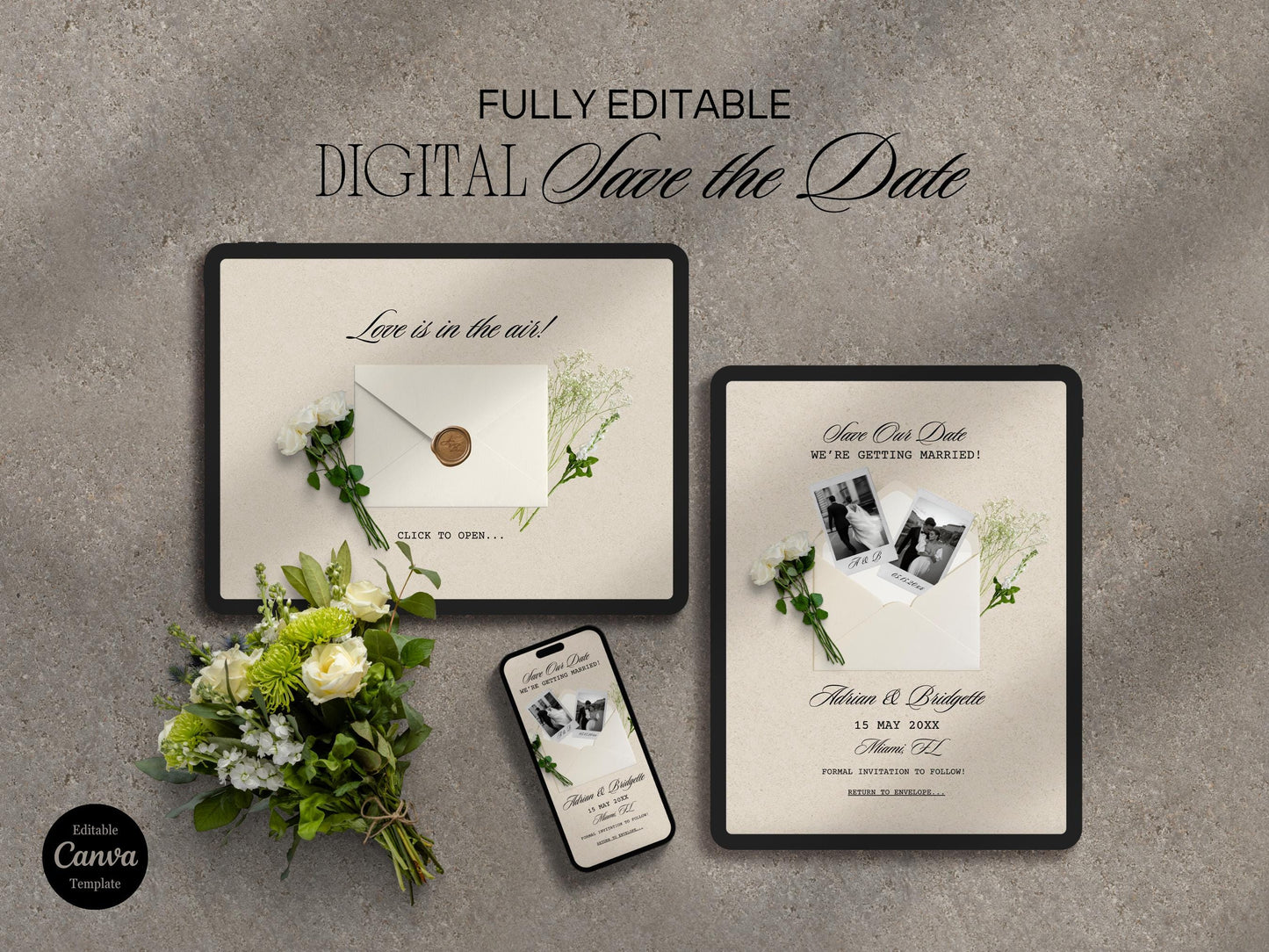 Elegant Floral Wedding Website Template Editable DIY Save the Date Wedding Invitation Classy Old Money Wedding Website Custom Wedding
