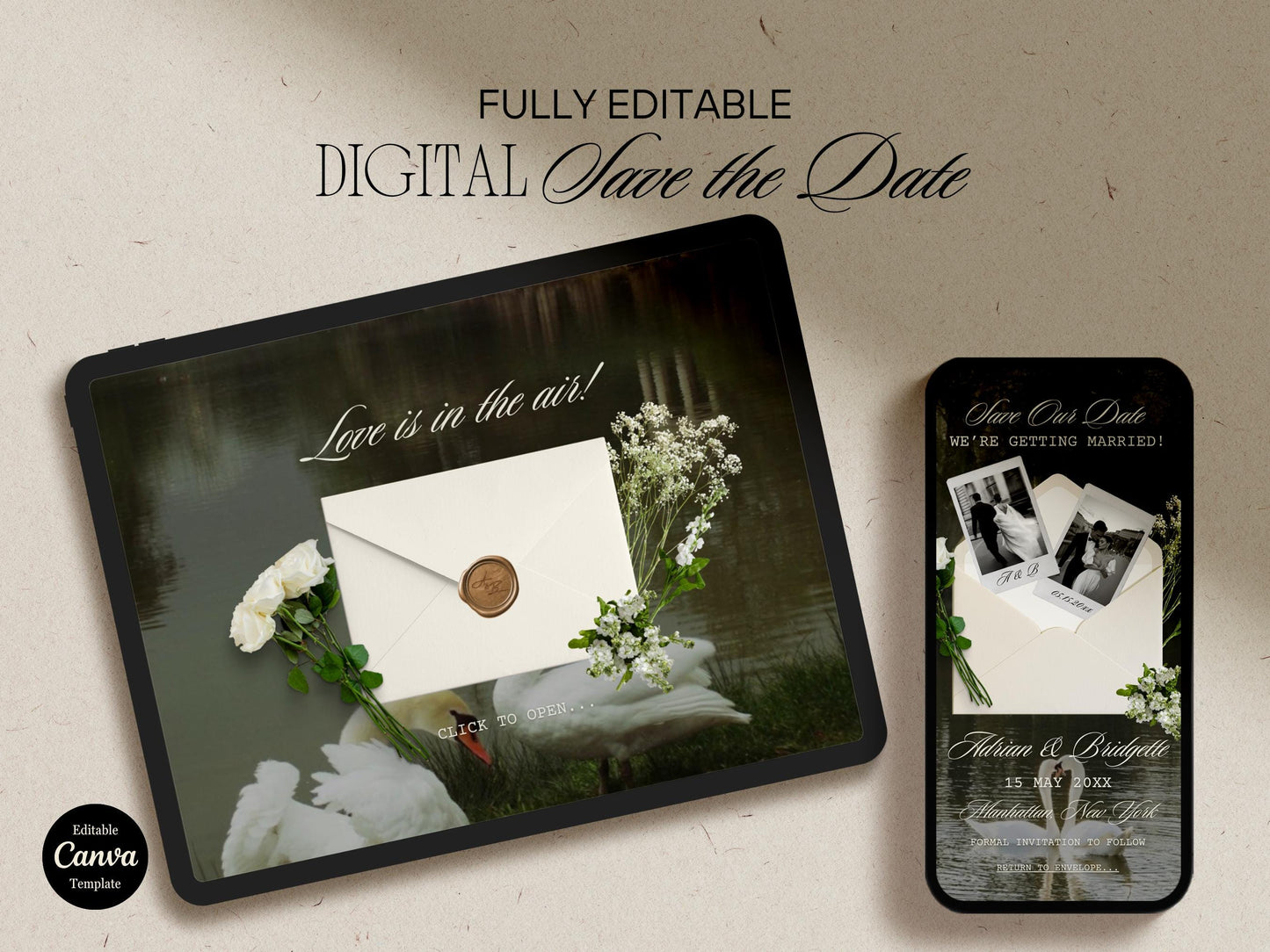 Elegant Floral Wedding Website Template Editable Save the Date Wedding Website DIY Classy Wedding  Website Invitation Template Custom
