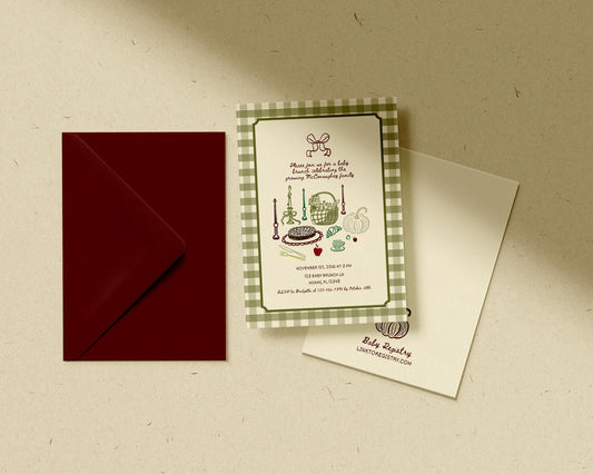 Fall Baby Brunch Invitation Template Coquette Garden Party Baby Shower Invite Editable Hand Drawn Baby Brunch Fall Locally Grown Baby Shower