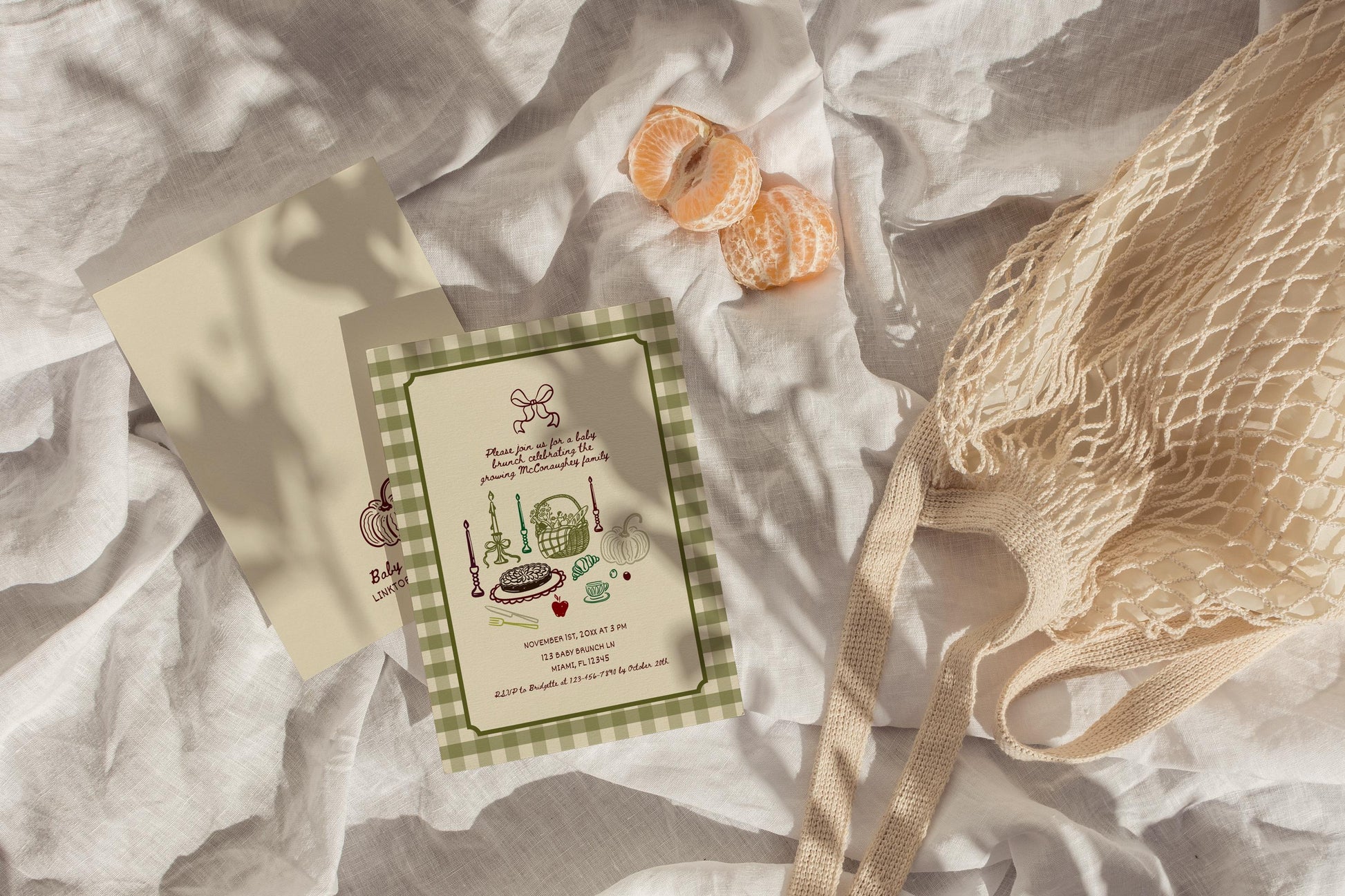 Fall Baby Brunch Invitation Template Coquette Garden Party Baby Shower Invite Editable Hand Drawn Baby Brunch Fall Locally Grown Baby Shower