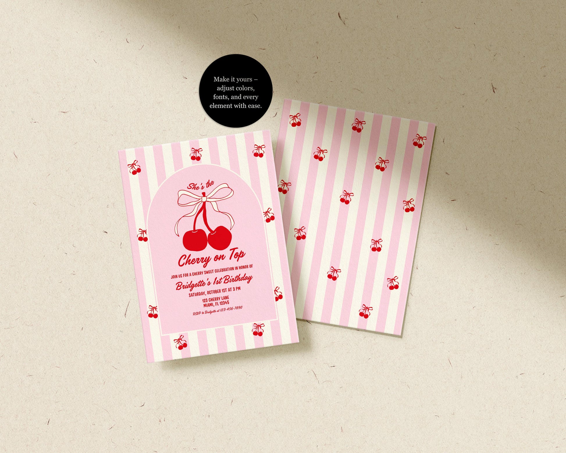 Cherry On Top Birthday Invitation Template Editable Cherry Sweet Romantic Coquette Birthday Cherry First Birthday Hand Drawn Cherry Invite