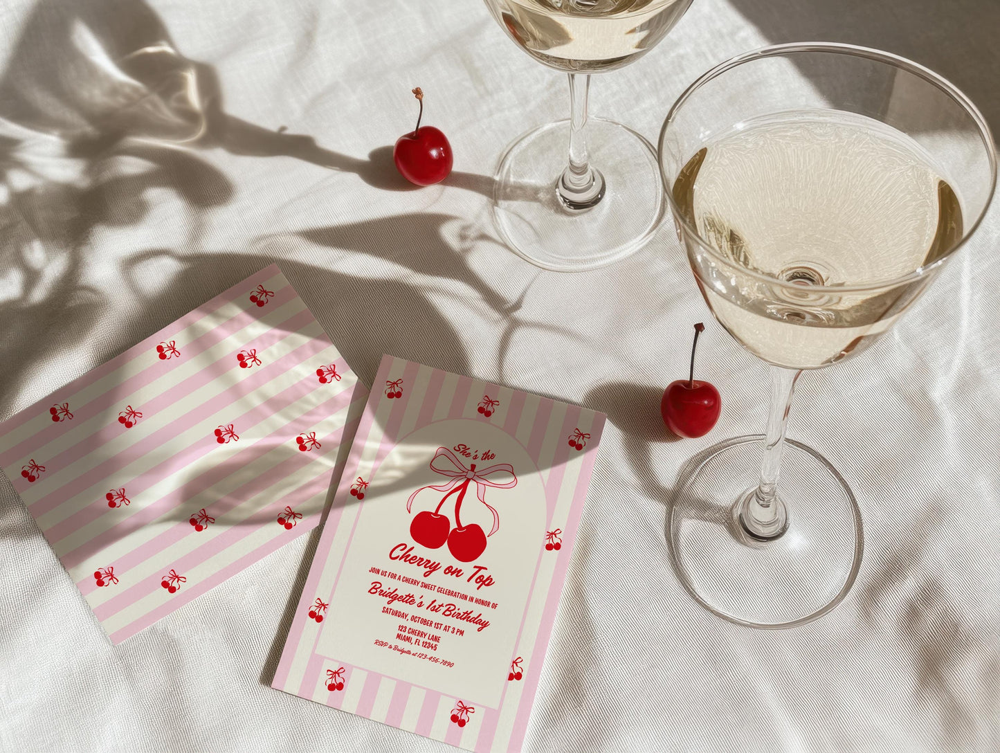 Cherry On Top Birthday Invitation Template Editable Cherry Sweet Romantic Coquette Birthday Cherry First Birthday Hand Drawn Cherry Invite