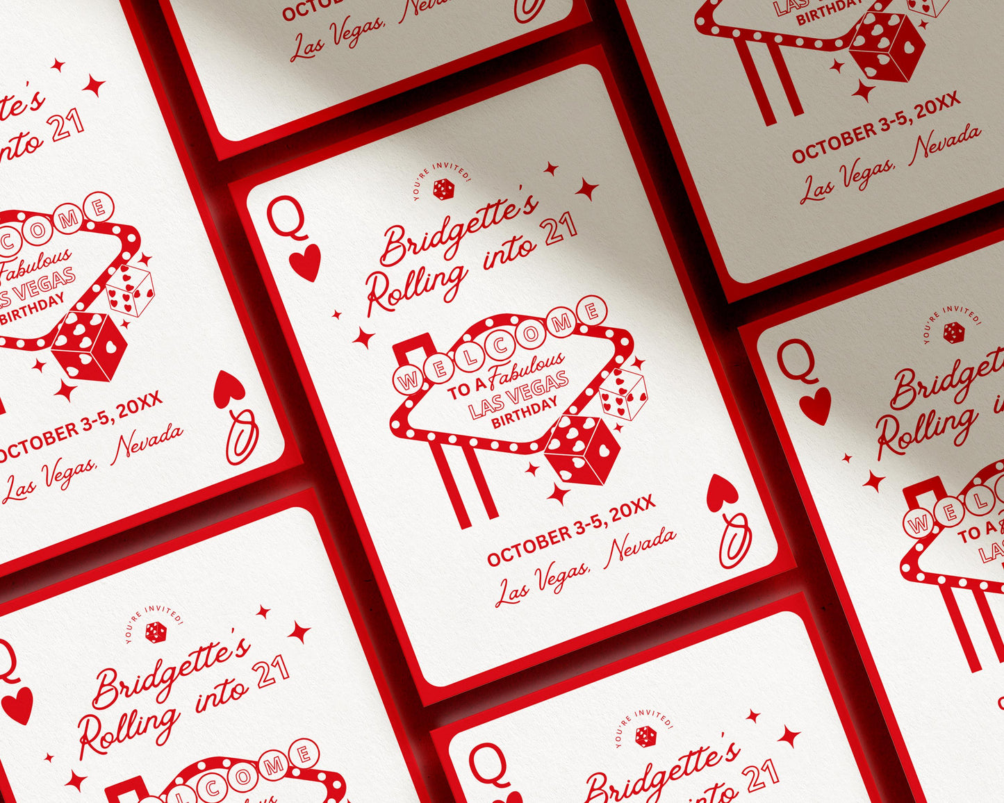 Vegas Birthday Invitation Template: Feeling Lucky Casino Theme Invite and Itinerary (Digital Download, Canva Template)