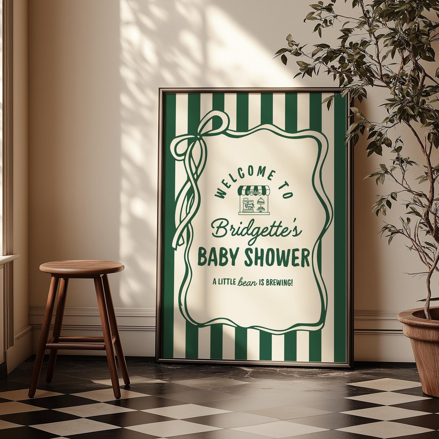 Cafe Bebe Baby Shower Welcome Sign Template Coffee Shop Baby Shower Sign Cozy Coffee Baby Sprinkle Baby is Brewing Baby Shower Editable Sign