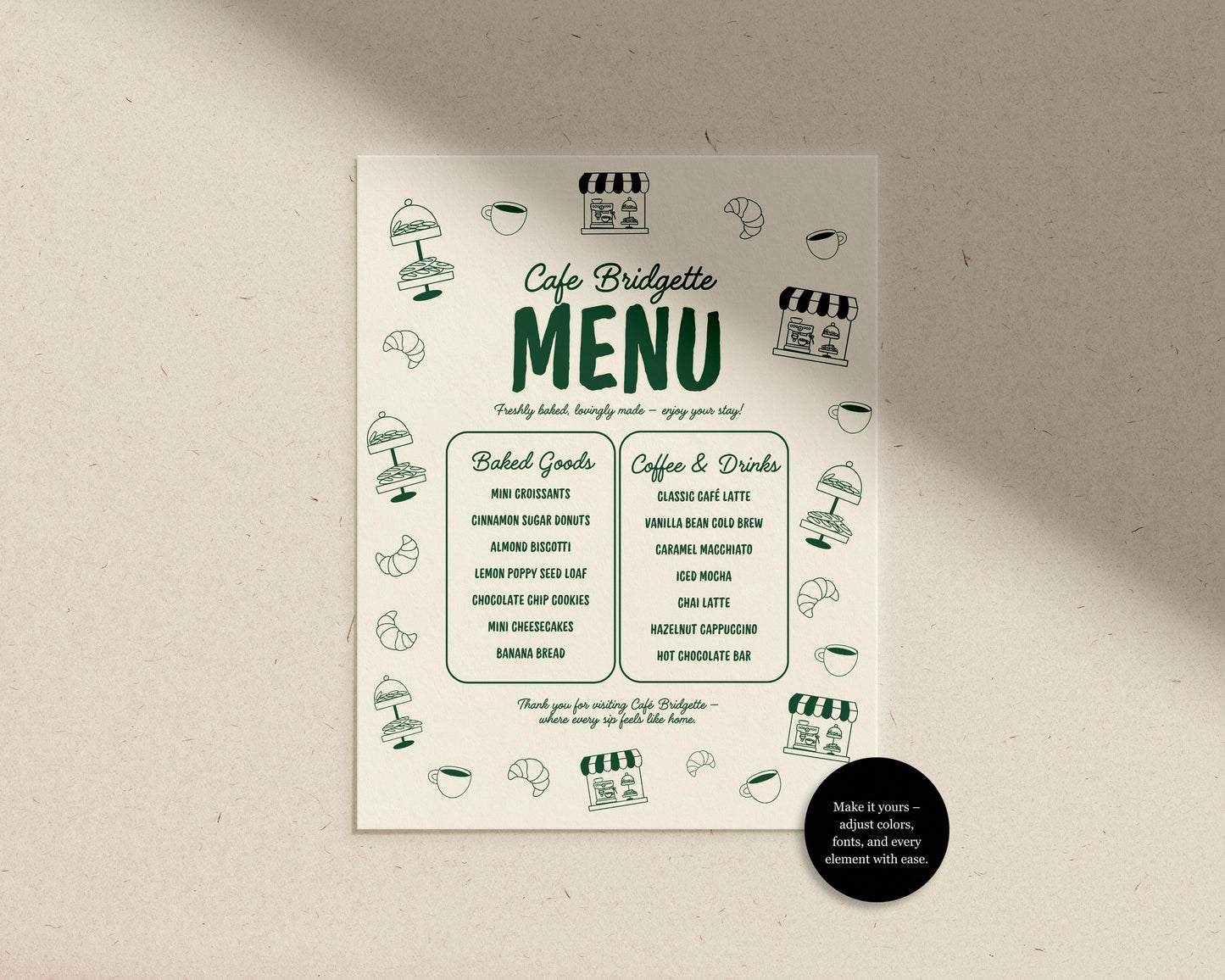 Cafe Menu Template Editable Home Coffee Shop Menu Coffee Birthday Party is Brewing Home Cafe Menu Customizable Template DIY Coffee Menu