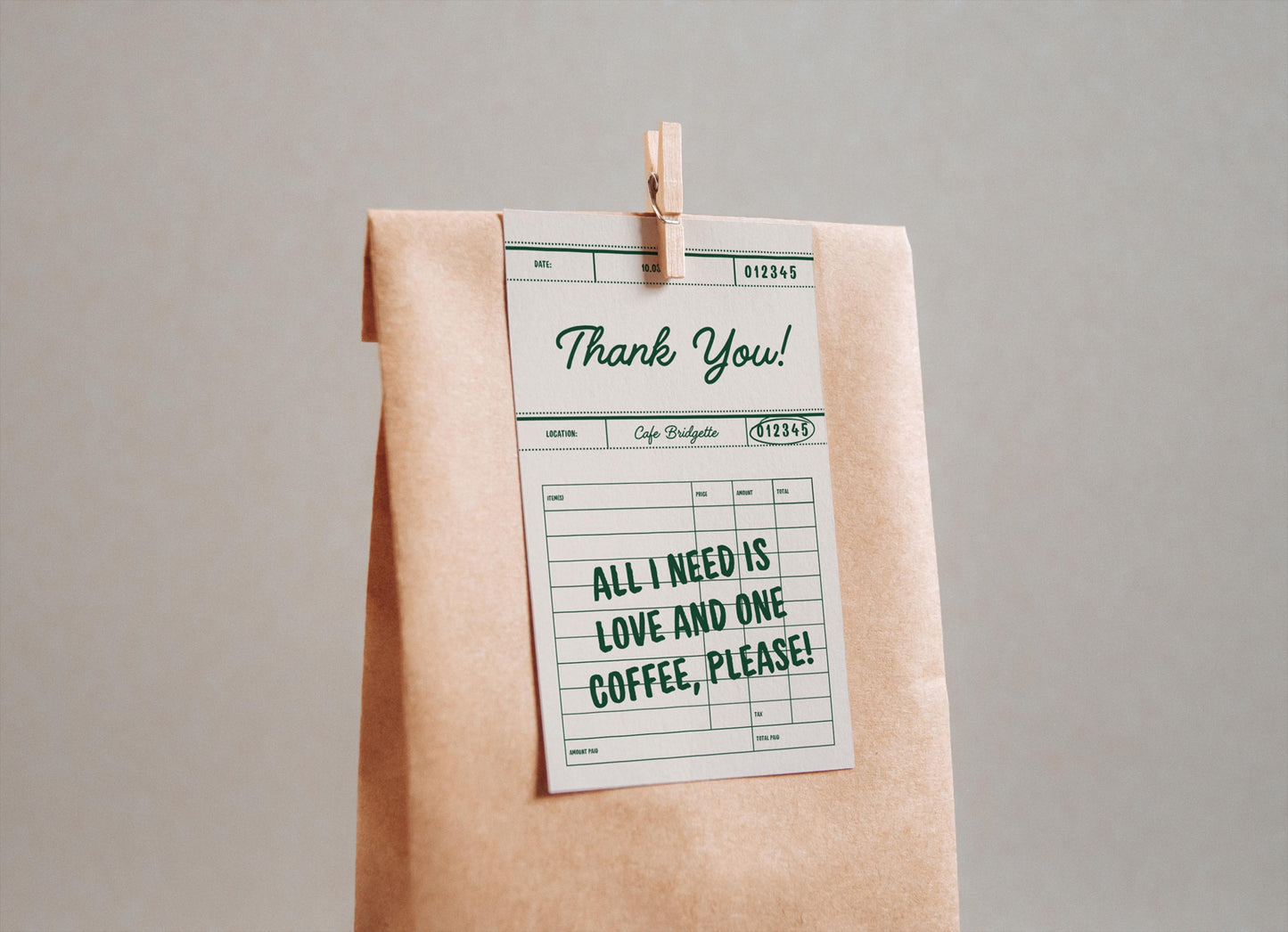Cafe Birthday Thank You Card Template Editable Home Coffee Shop Receipt Thank You Card Coffee Birthday Party is Brewing Home Cafe Decor