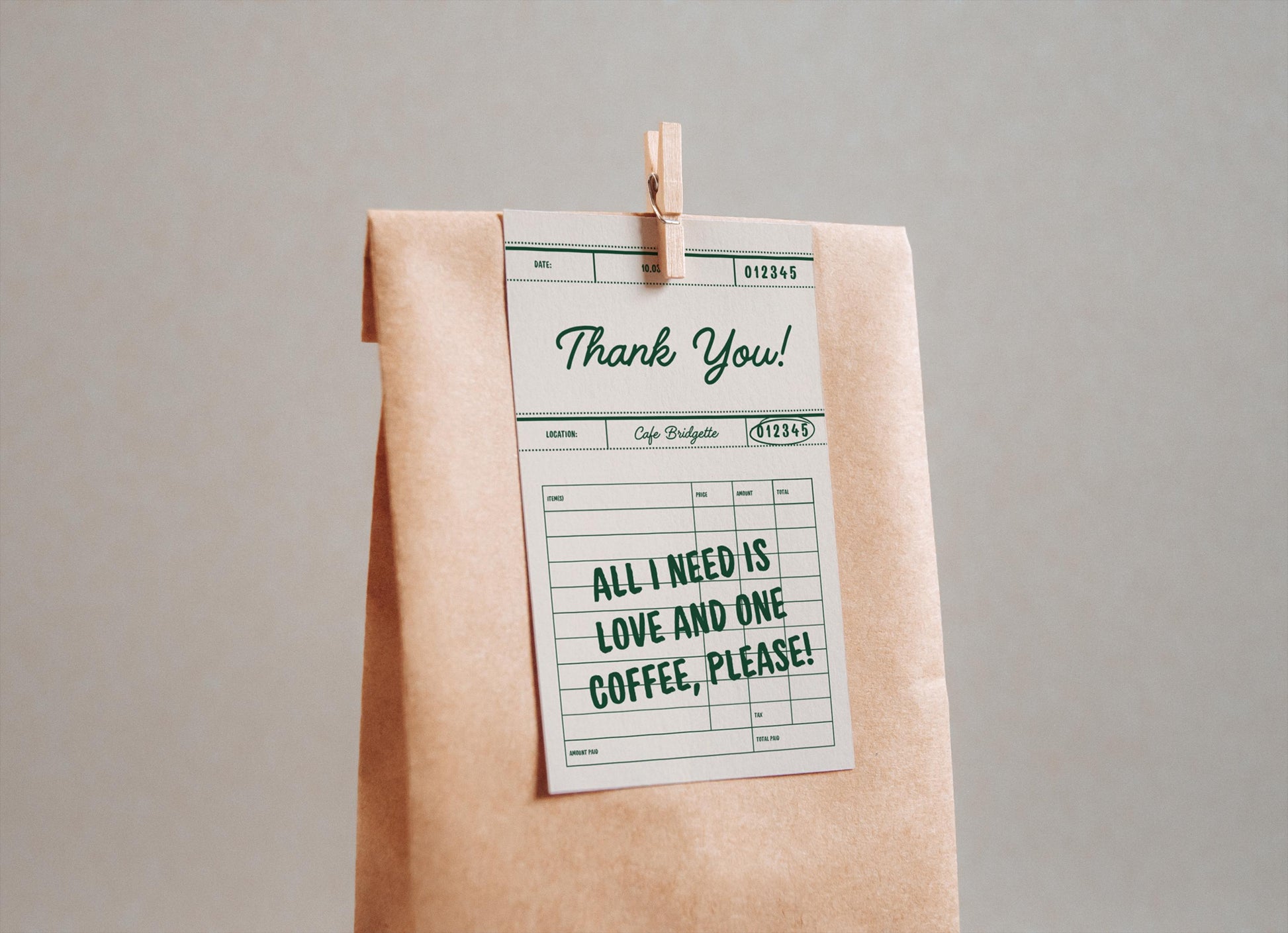 Cafe Birthday Thank You Card Template Editable Home Coffee Shop Receipt Thank You Card Coffee Birthday Party is Brewing Home Cafe Decor