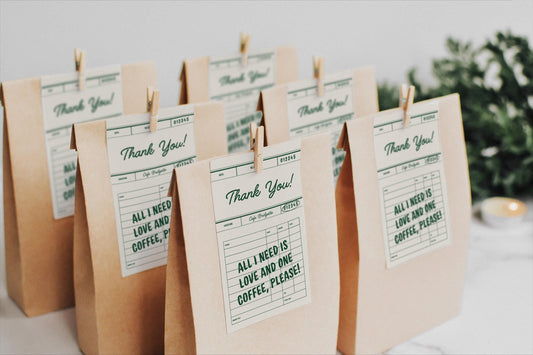 Cafe Birthday Thank You Card Template Editable Home Coffee Shop Receipt Thank You Card Coffee Birthday Party is Brewing Home Cafe Decor