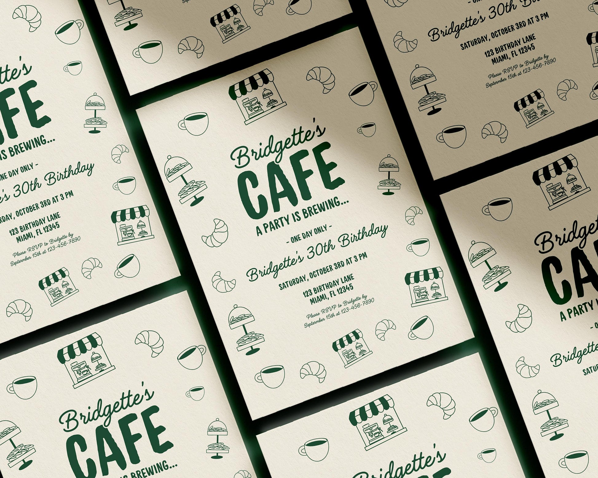 Cafe Birthday Invitation Template Editable Home Coffee Shop Party Invitation Coffee Birthday Party is Brewing Home Cafe Invitation Template