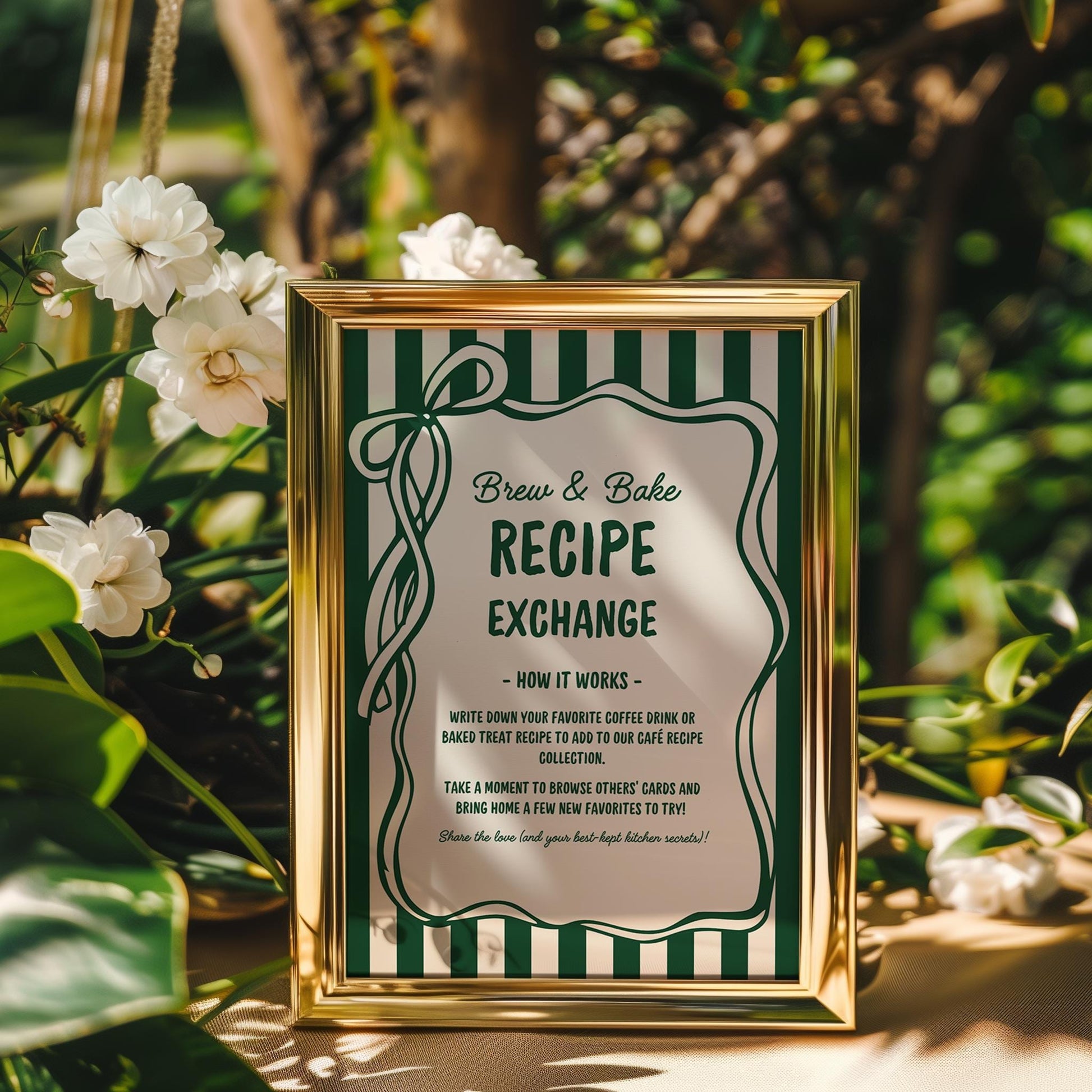 Cafe Birthday Recipe Exchange Template Editable Home Coffee Shop Party Sign Coffee Birthday Party is Brewing Home Cafe Recipe Template