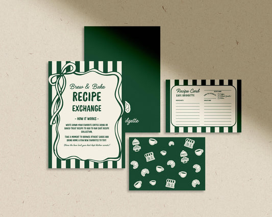Cafe Birthday Recipe Exchange Template Editable Home Coffee Shop Party Sign Coffee Birthday Party is Brewing Home Cafe Recipe Template