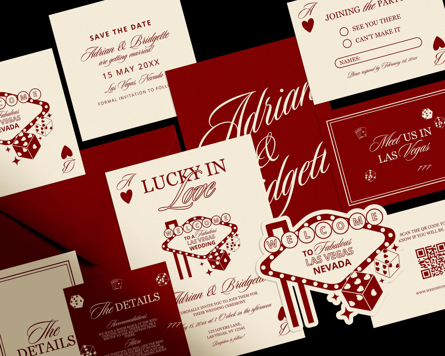 Vegas Wedding Bundle Templates Lucky in Love Wedding Invitation Playing Cards Vintage Vegas Wedding Invite Classy Save the Date Template