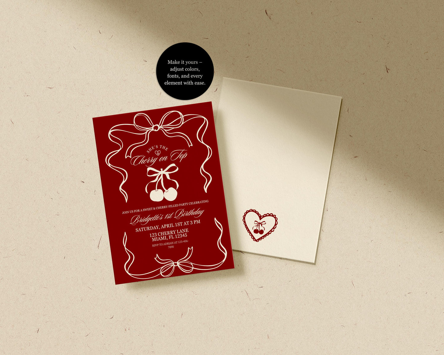 Cherry On Top Birthday Bundle Templates Editable Coquette Cherry on Top Birthday Invite Whimsical Hand Drawn Cherry Birthday Invitation