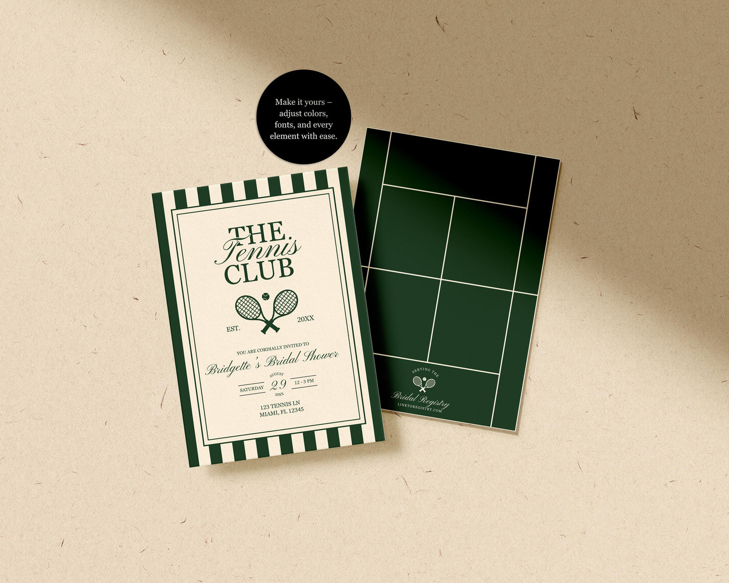 Country Club Tennis Party Template Bundle Editable Old Money Tennis Bridal Shower Invitation Country Club Welcome Sign Tennis Menu Design
