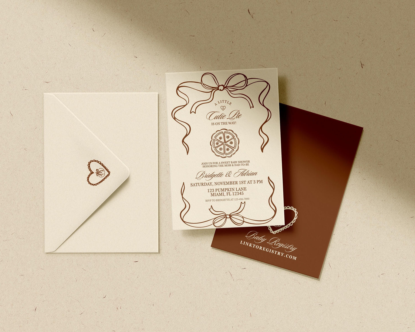 A Little Cutie Pie Is on the Way Baby Shower Invitation Template: Fall Pumpkin Pie Themed Baby Shower (Canva Template)