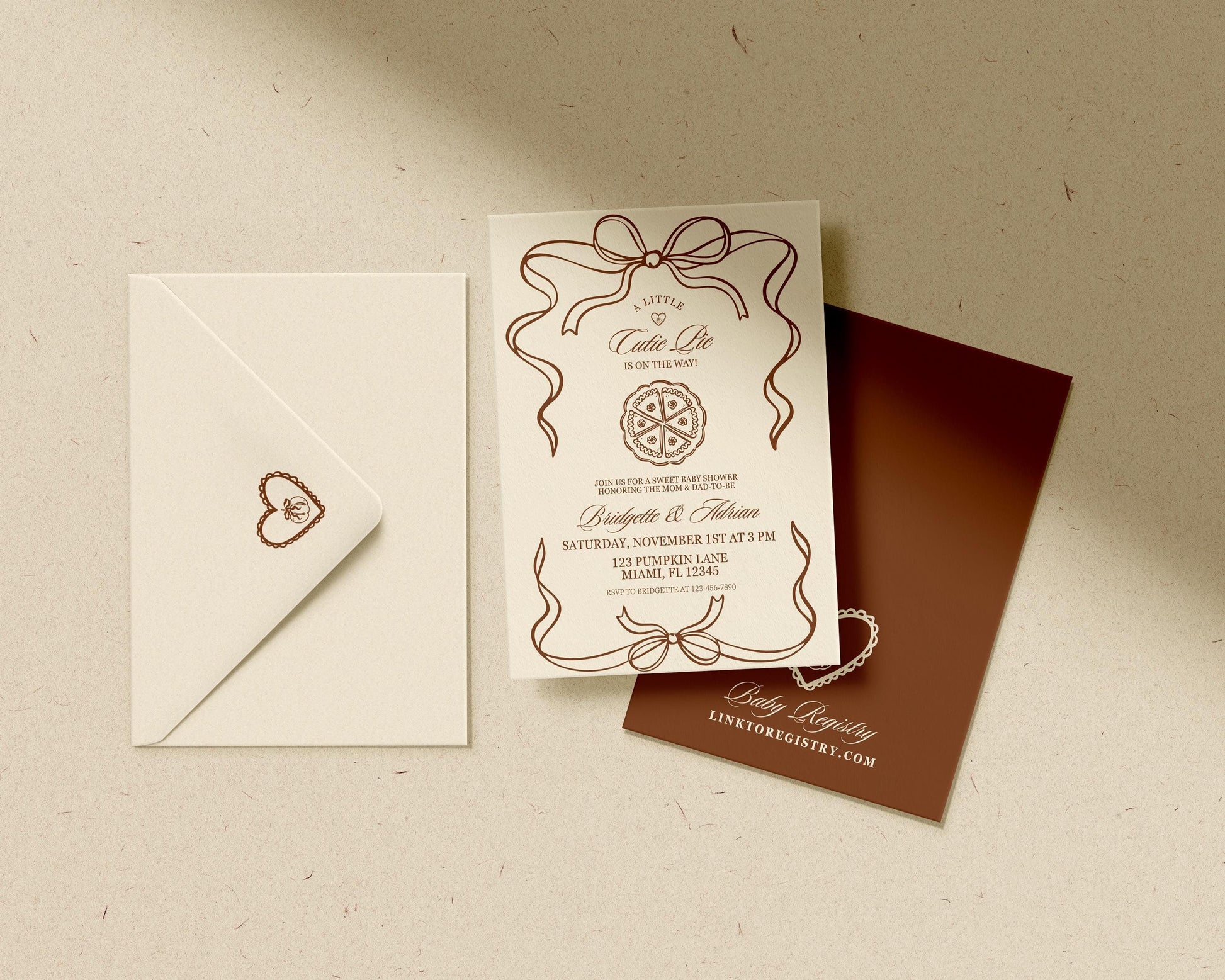 A Little Cutie Pie Is on the Way Baby Shower Invitation Template: Fall Pumpkin Pie Themed Baby Shower (Canva Template)