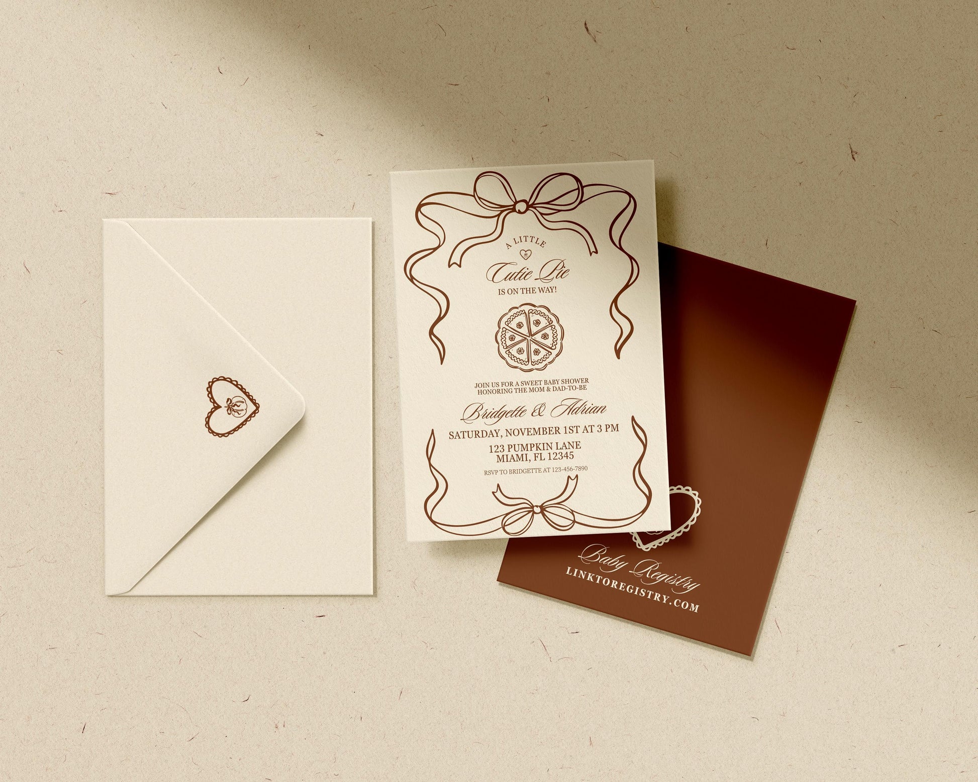 A Little Cutie Pie Is on the Way Baby Shower Invitation Suite: Fall Pumpkin Pie Baby Shower Theme (Canva Templates)