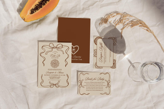 A Little Cutie Pie Is on the Way Baby Shower Invitation Suite: Fall Pumpkin Pie Baby Shower Theme (Canva Templates)