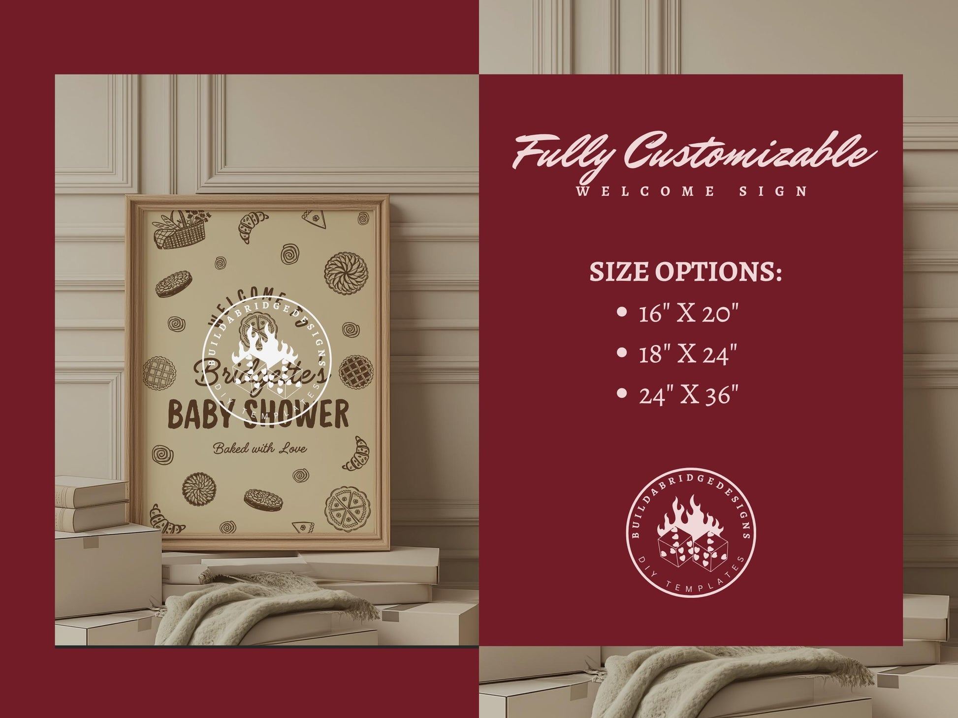 A Little Cutie Pie Is on the Way Baby Shower Welcome Sign: Fall Cutie Pie Baby Shower Theme (Canva Templates)
