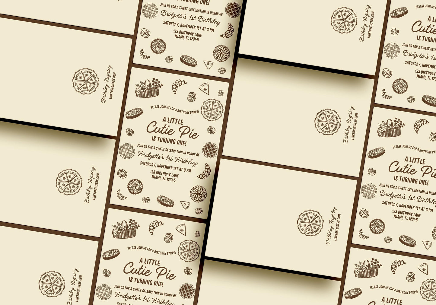 A Little Cutie Pie Is Turning One Birthday Invitation: Fall Cutie Pie Any Age Birthday Theme (Canva Template)