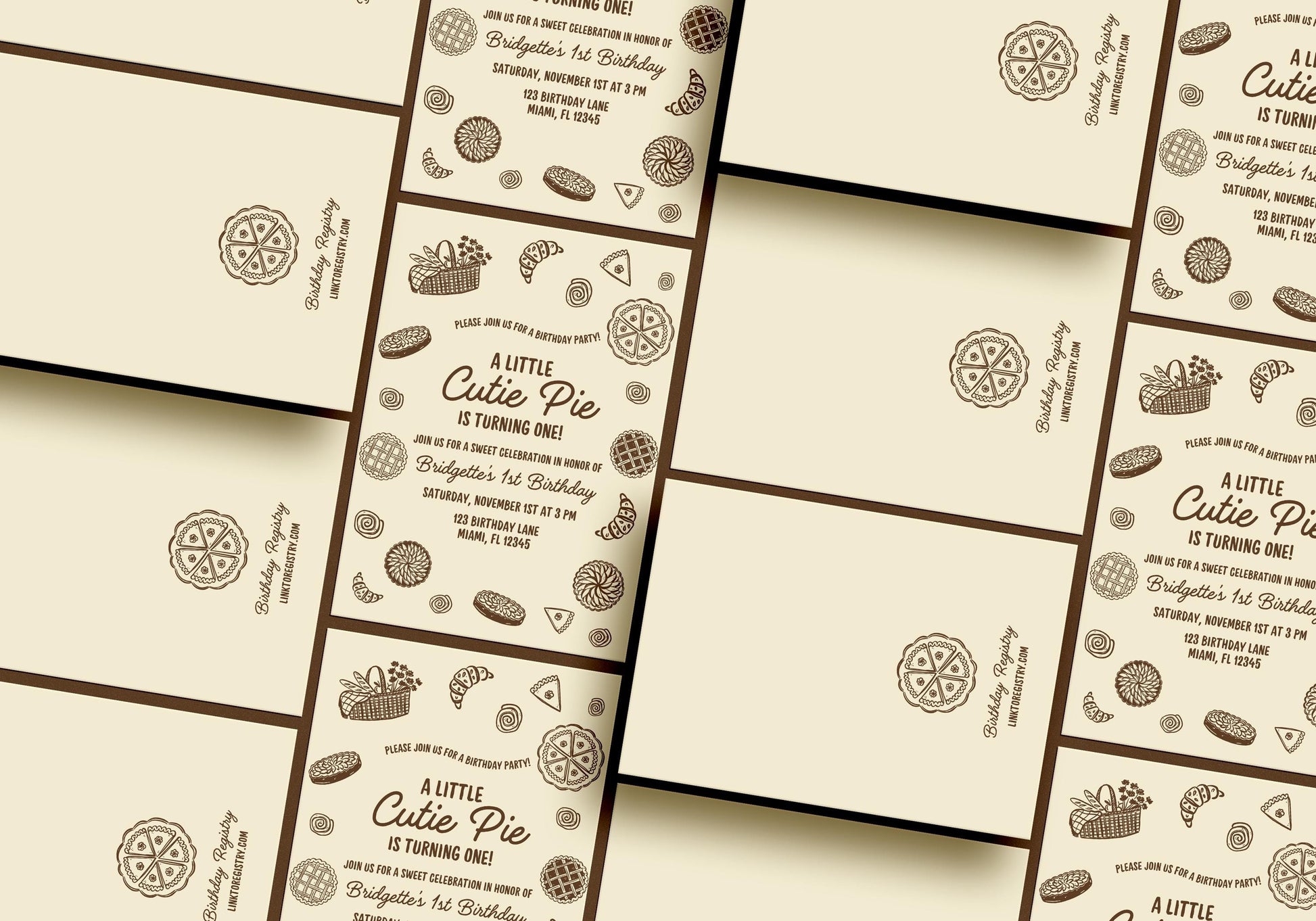 A Little Cutie Pie Is Turning One Birthday Invitation: Fall Cutie Pie Any Age Birthday Theme (Canva Template)