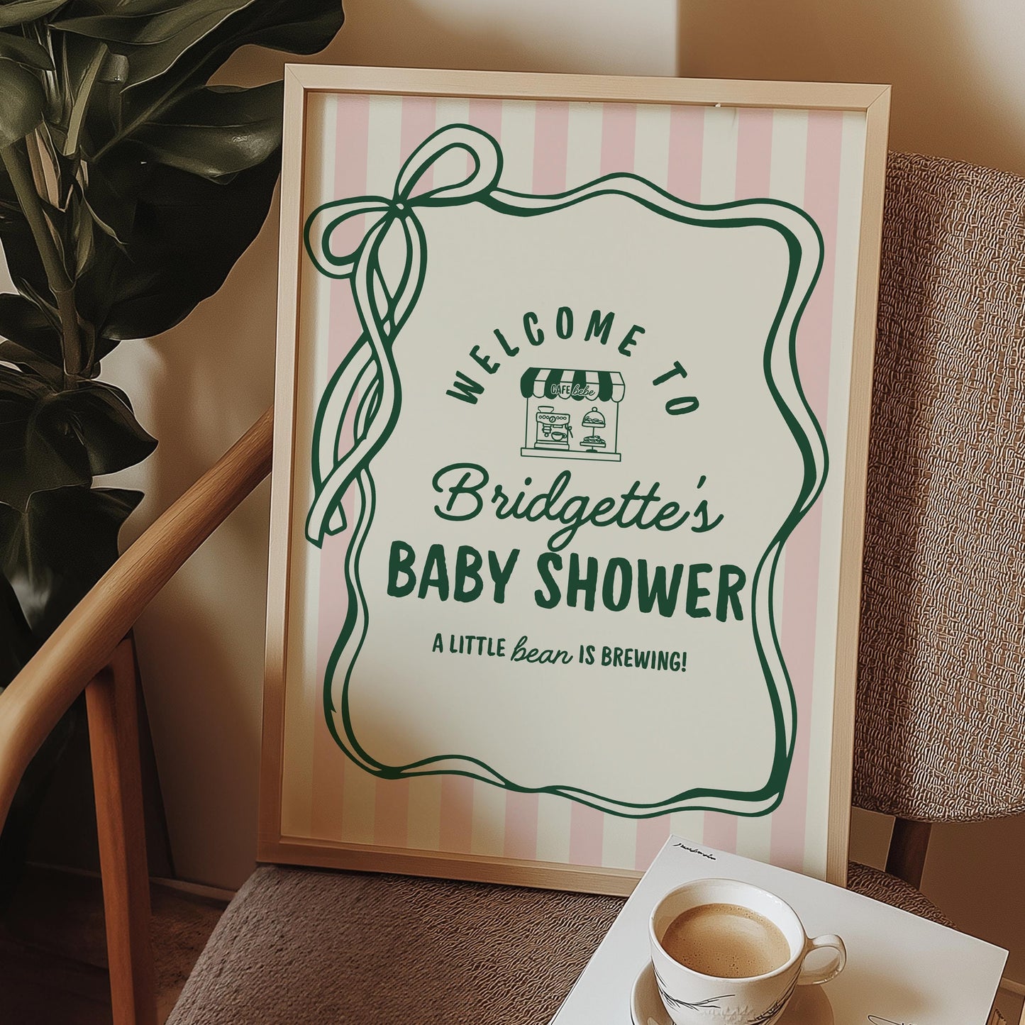 Cafe Bebe Baby Shower Welcome Sign Template Coffee Shop Baby Shower Sign Cozy Coffee Baby Sprinkle Baby is Brewing Baby Shower Editable Sign