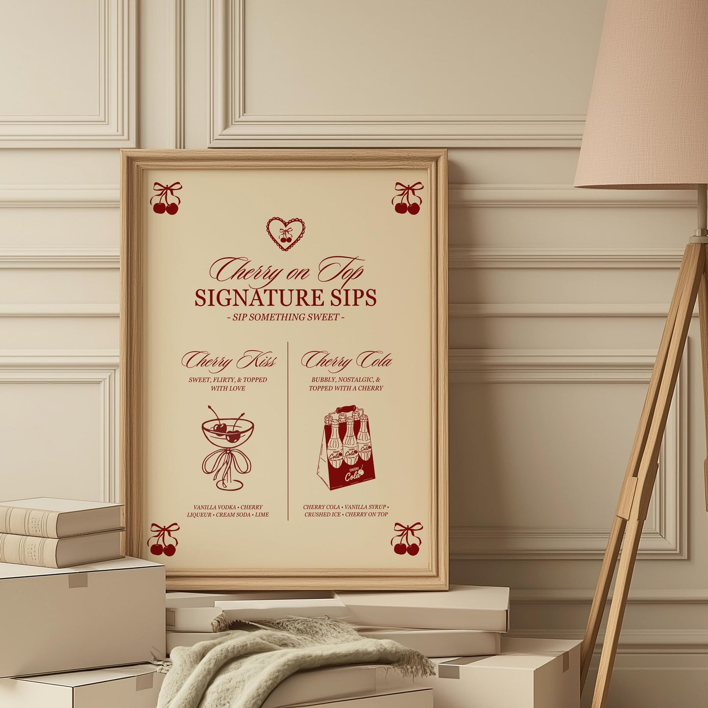 Cherry On Top Signature Drinks Menu Template Editable Romantic Cherry Drinks Menu She's the Cherry On Top Birthday Sign Template Cherry