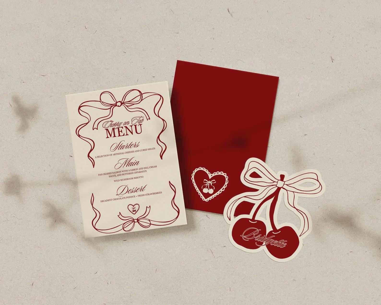 Cherry On Top Birthday Invitation Template Editable Romantic Coquette Cherry Birthday Invite Whimsical Hand Drawn Cherry Birthday Invitation