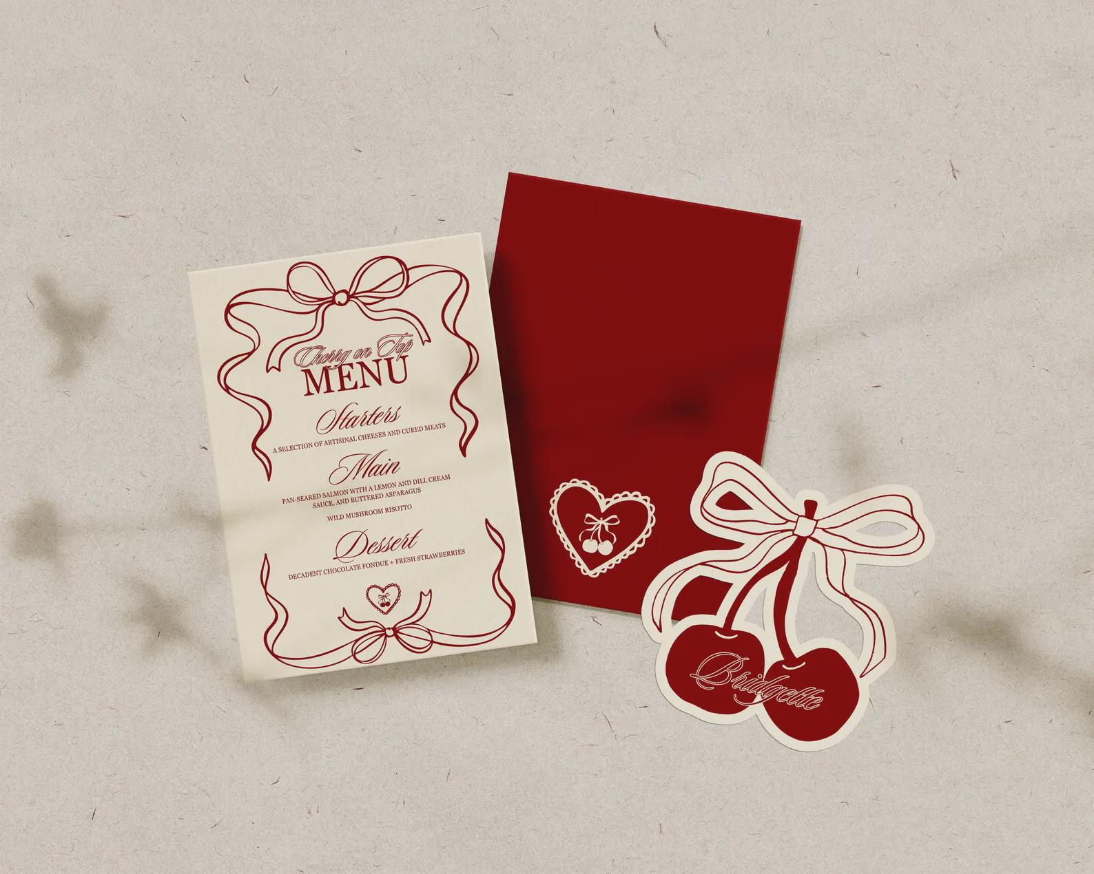 Cherry On Top Birthday Bundle Templates Editable Coquette Cherry on Top Birthday Invite Whimsical Hand Drawn Cherry Birthday Invitation