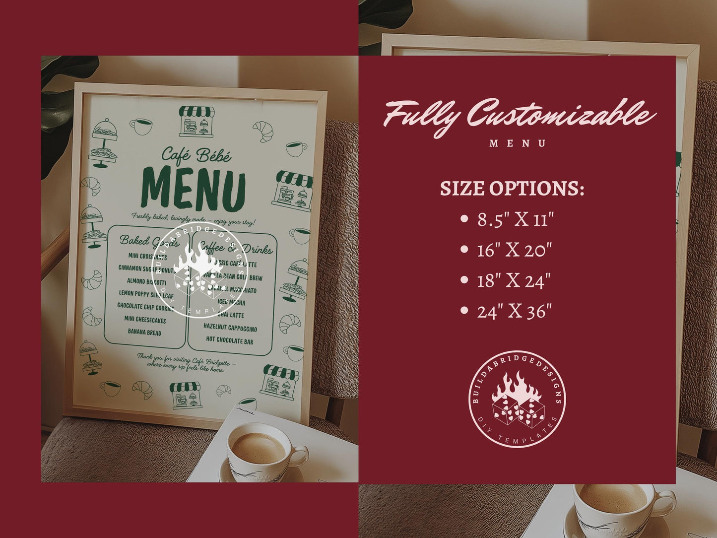 Cafe Bebe Baby Shower Bundle Templates Editable Coffee Shop Baby Shower Invitation Diaper Raffle Baby Is Brewing Home Cafe Baby Shower Games