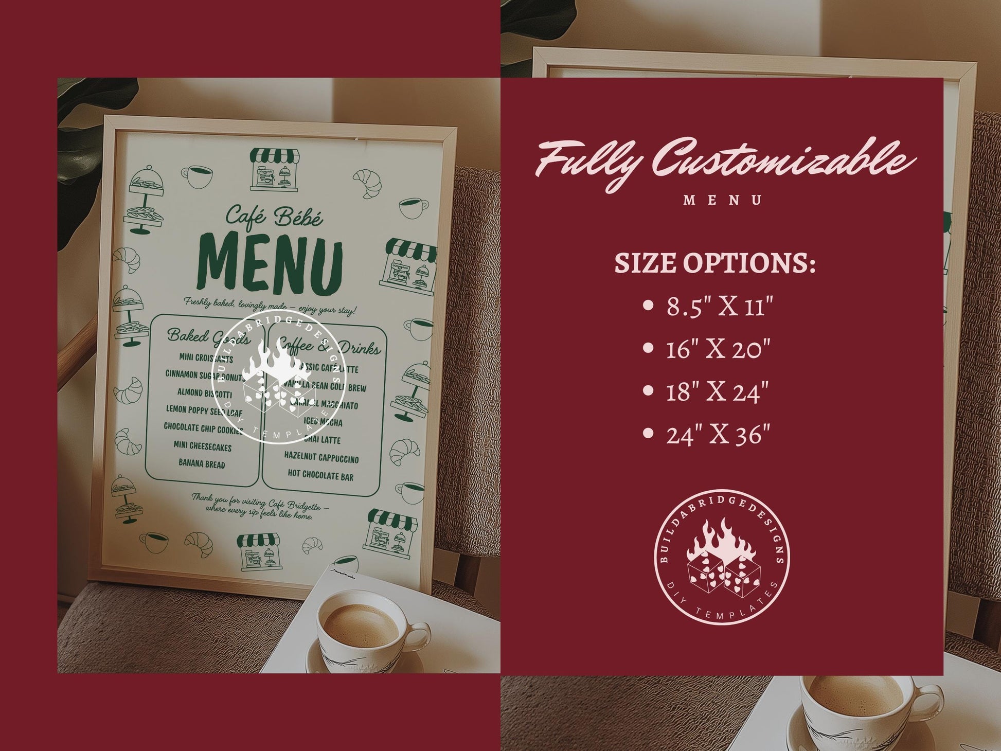 Cafe Bebe Baby Shower Bundle Templates Editable Coffee Shop Baby Shower Invitation Diaper Raffle Baby Is Brewing Home Cafe Baby Shower Games